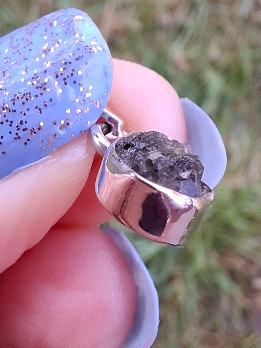 Moldavite Pendant, 925 Silver, Tektite (Ref: P62)