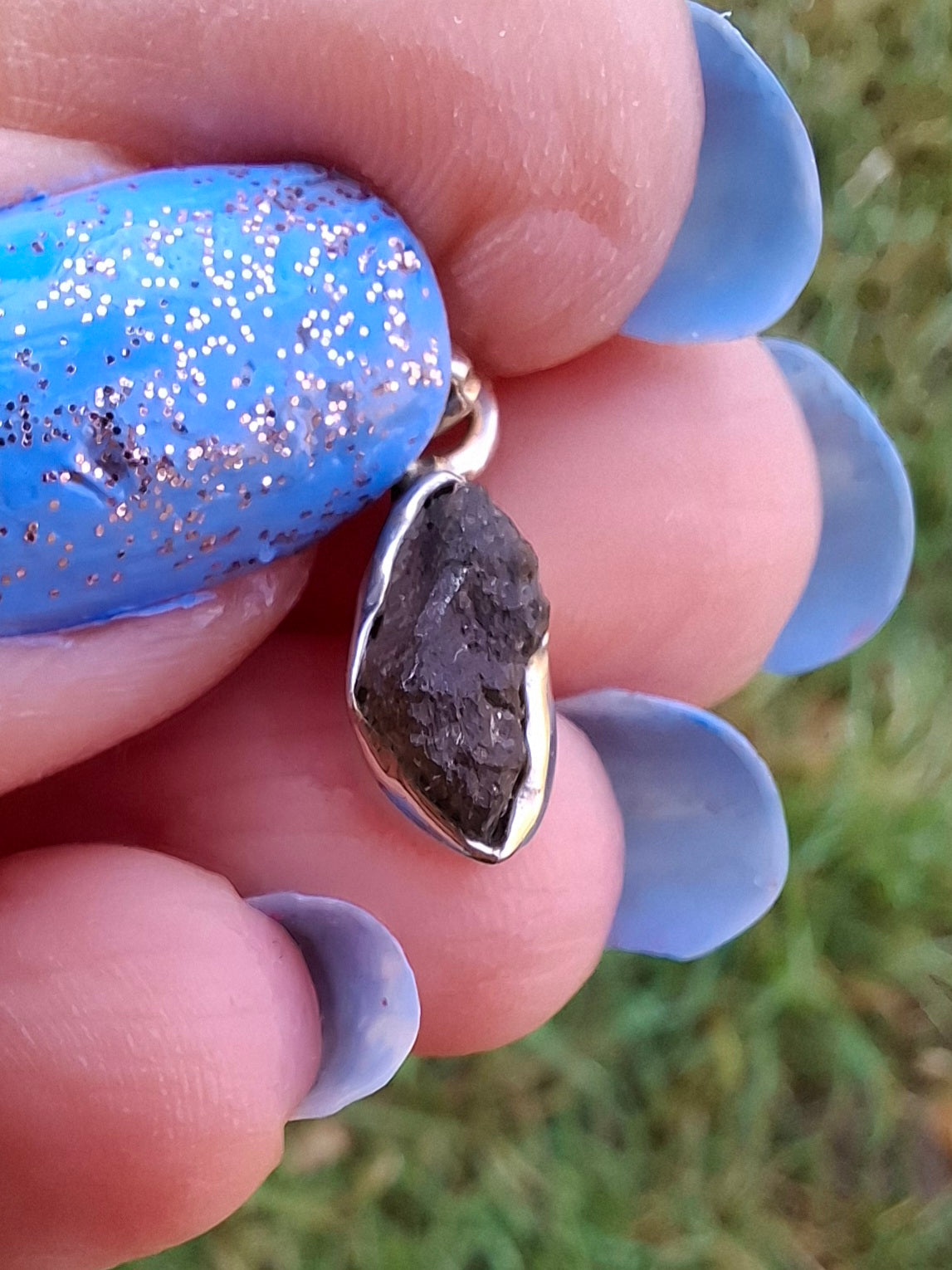 Moldavite Pendant, 925 Silver, Tektite (Ref:P41)