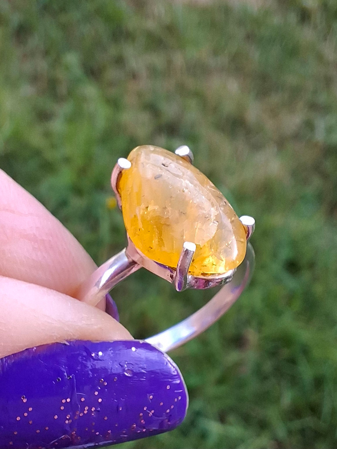 Baltic Amber Ring, size N. 925 Silver, Fossil (Ref: AR7)