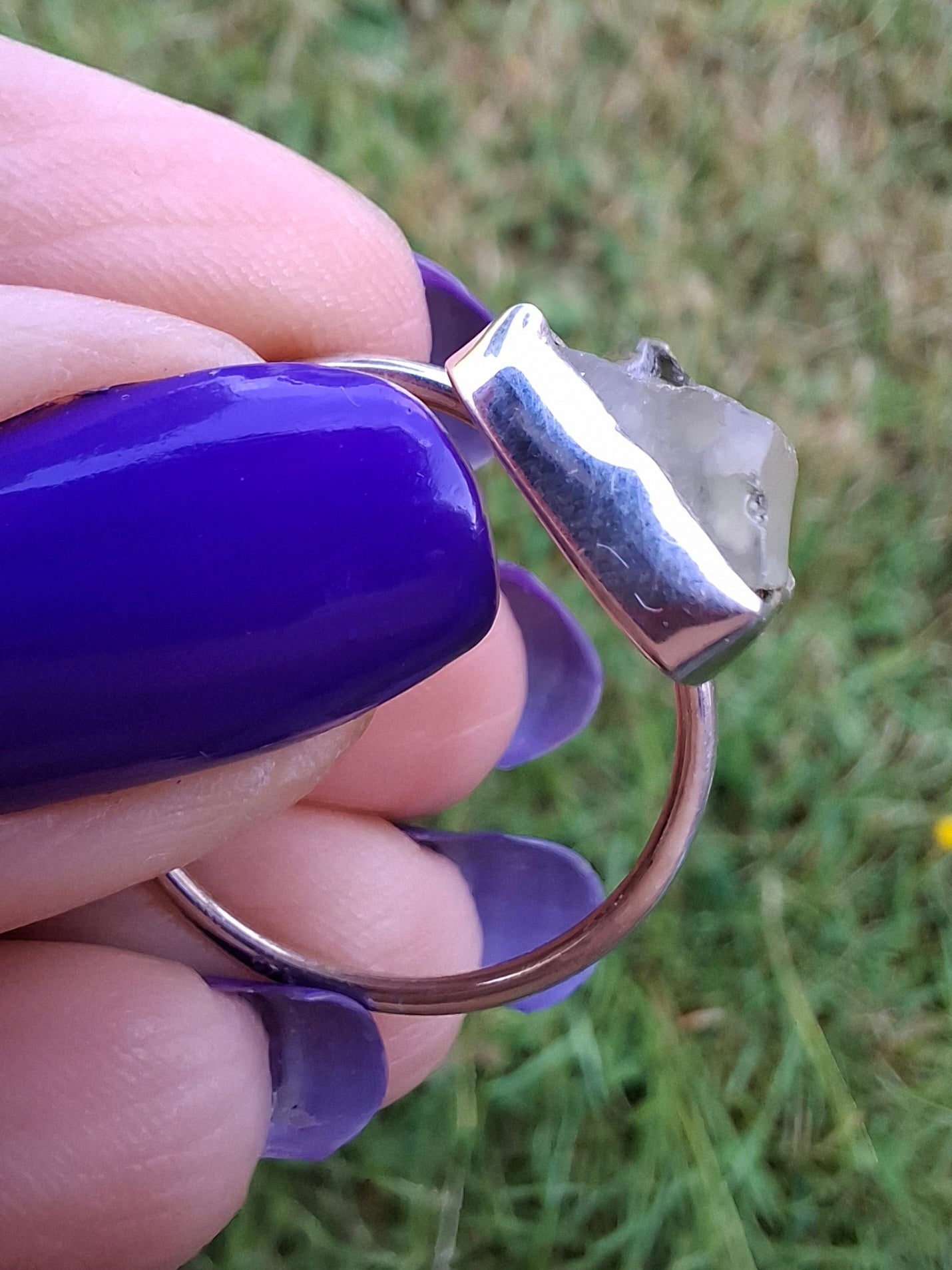 Libyan Desert Glass Ring, size large W, 925 Silver, Tektite (Ref: LR62)