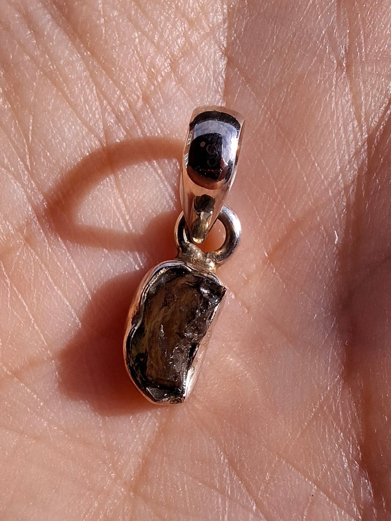 Moldavite Pendant, 925 Silver, Tektite (Ref: P39)
