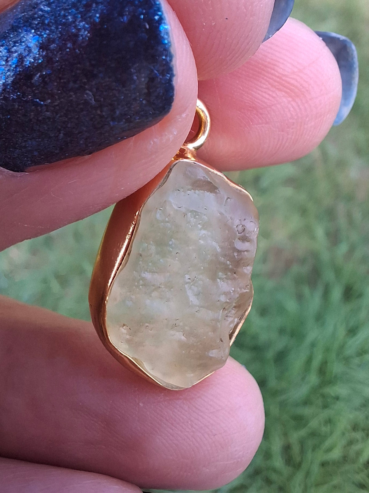 Libyan Desert Glass Pendant, 14K GOLD Plated, Tektite (Ref: LP124)