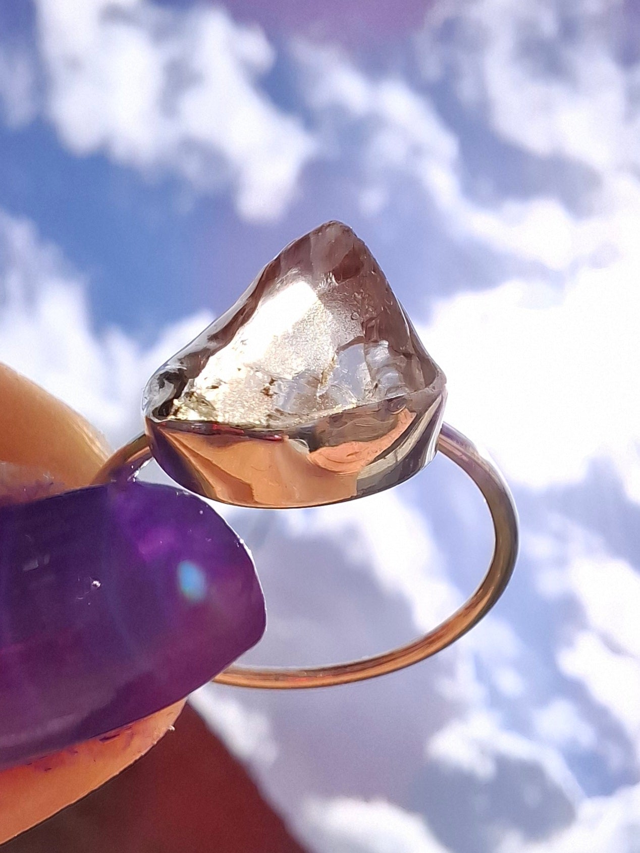 Libyan Desert Glass Ring, size U, 925 Silver, Tektite (Ref: LR52)