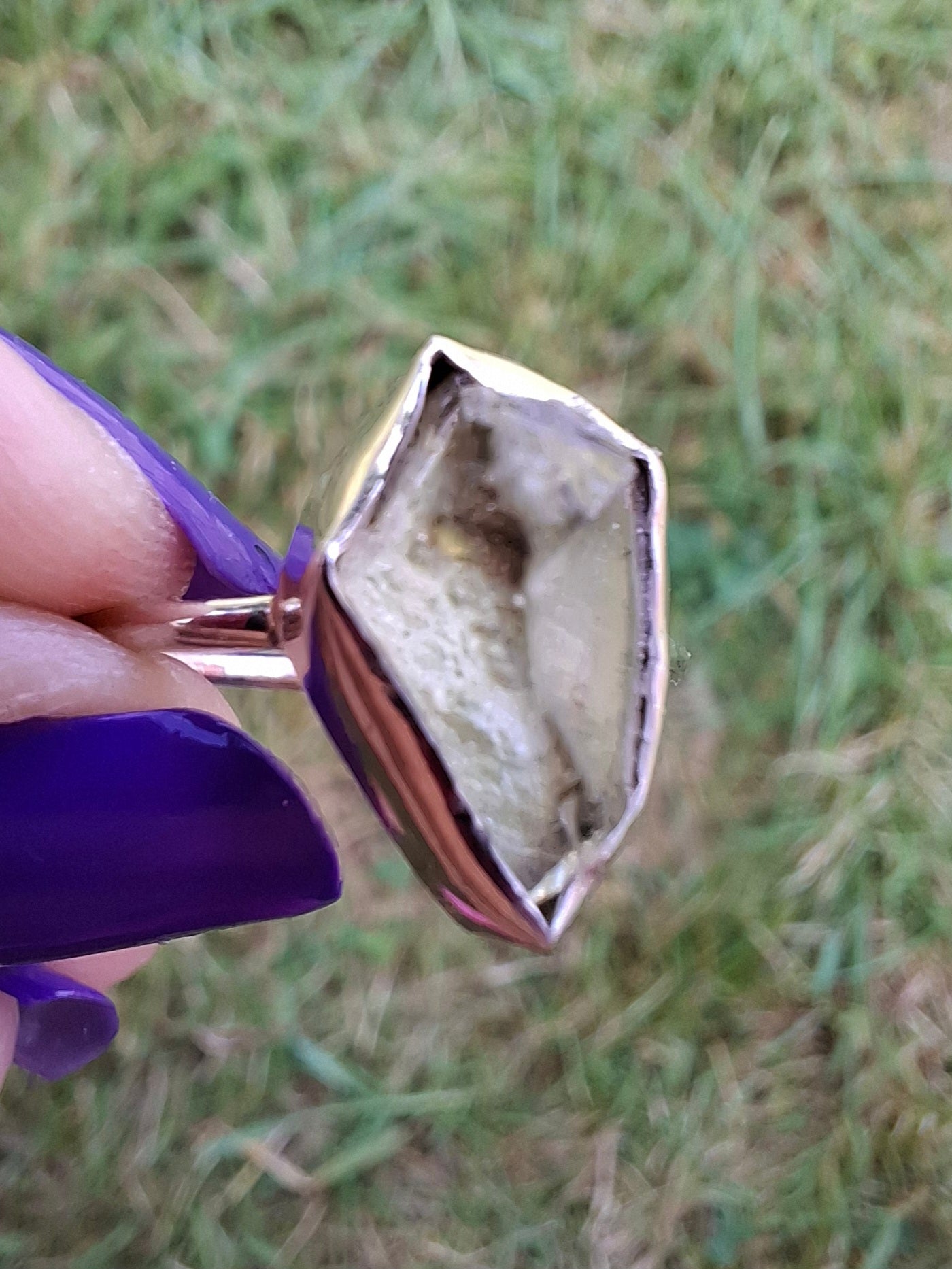 Libyan Desert Glass Ring, size Large O, 925 Silver, Tektite (Ref: LR21)