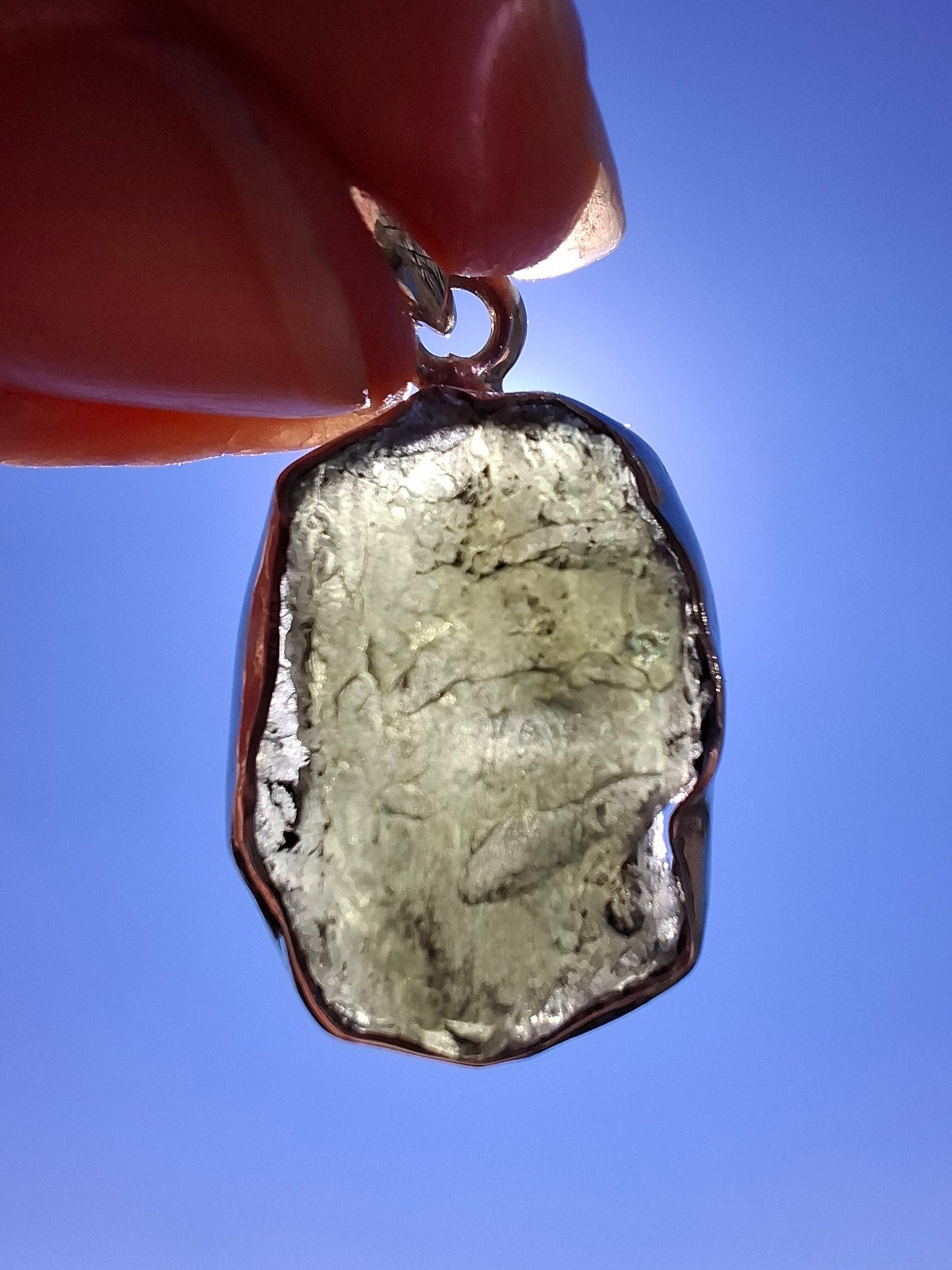 Moldavite Pendant, 925 Silver, Tektite (Ref: P433)