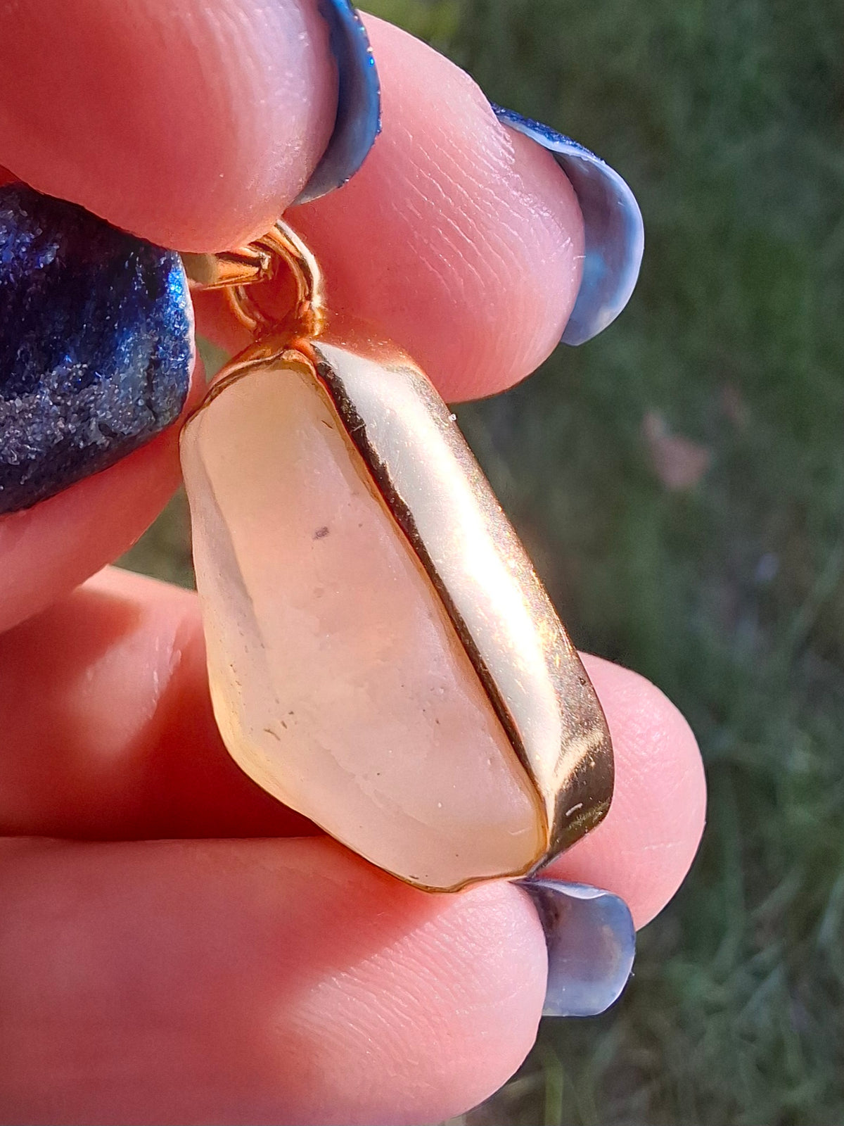 Libyan Desert Glass Pendant, 14K GOLD Plated, Tektite (Ref: LP117)