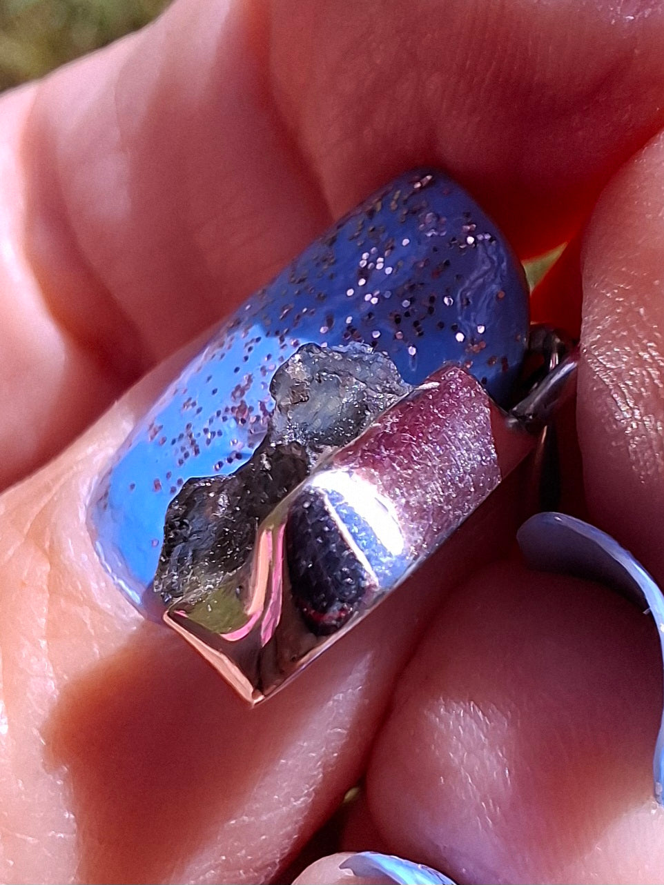 Moldavite Pendant, 925 Silver, Tektite (Ref: P65)