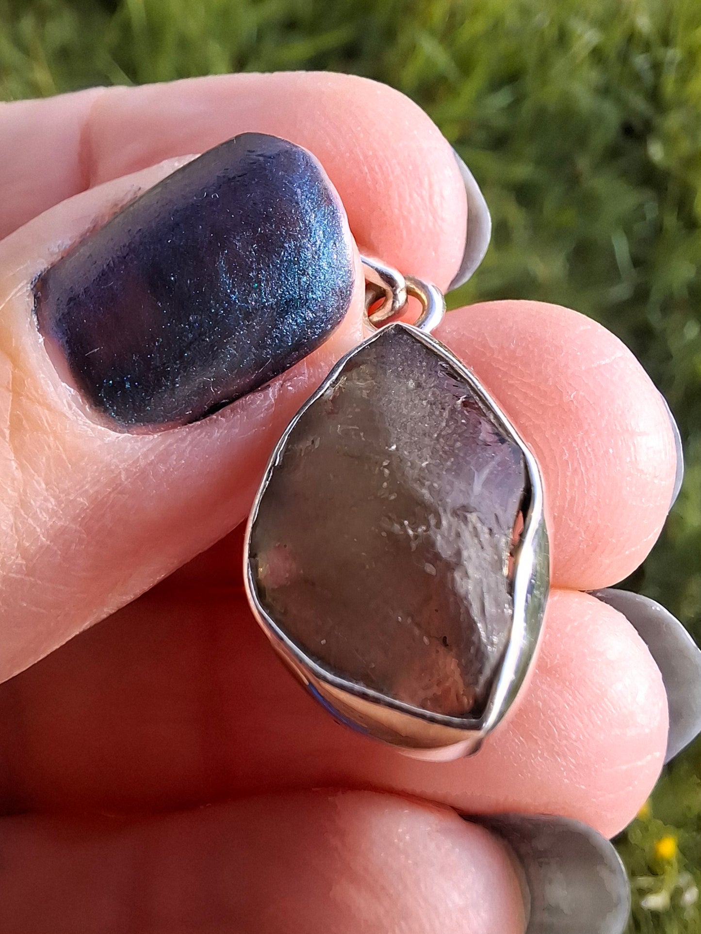 Moldavite Pendant, 925 Silver, Tektite (Ref: P10)