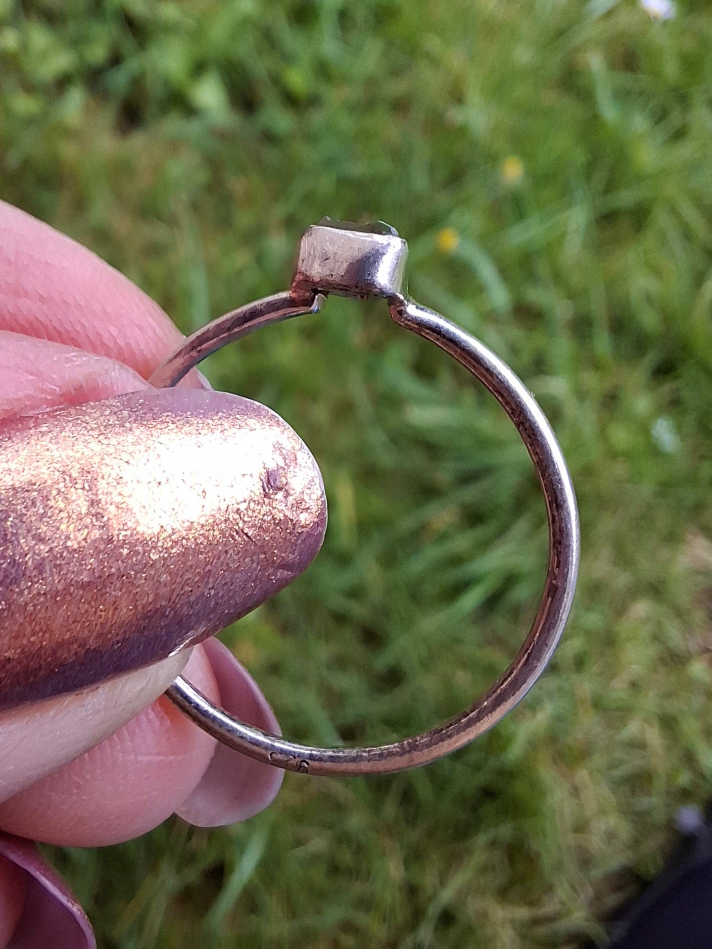 Moldavite Ring, size small S, 925 Silver, Tektite (Ref: R66)