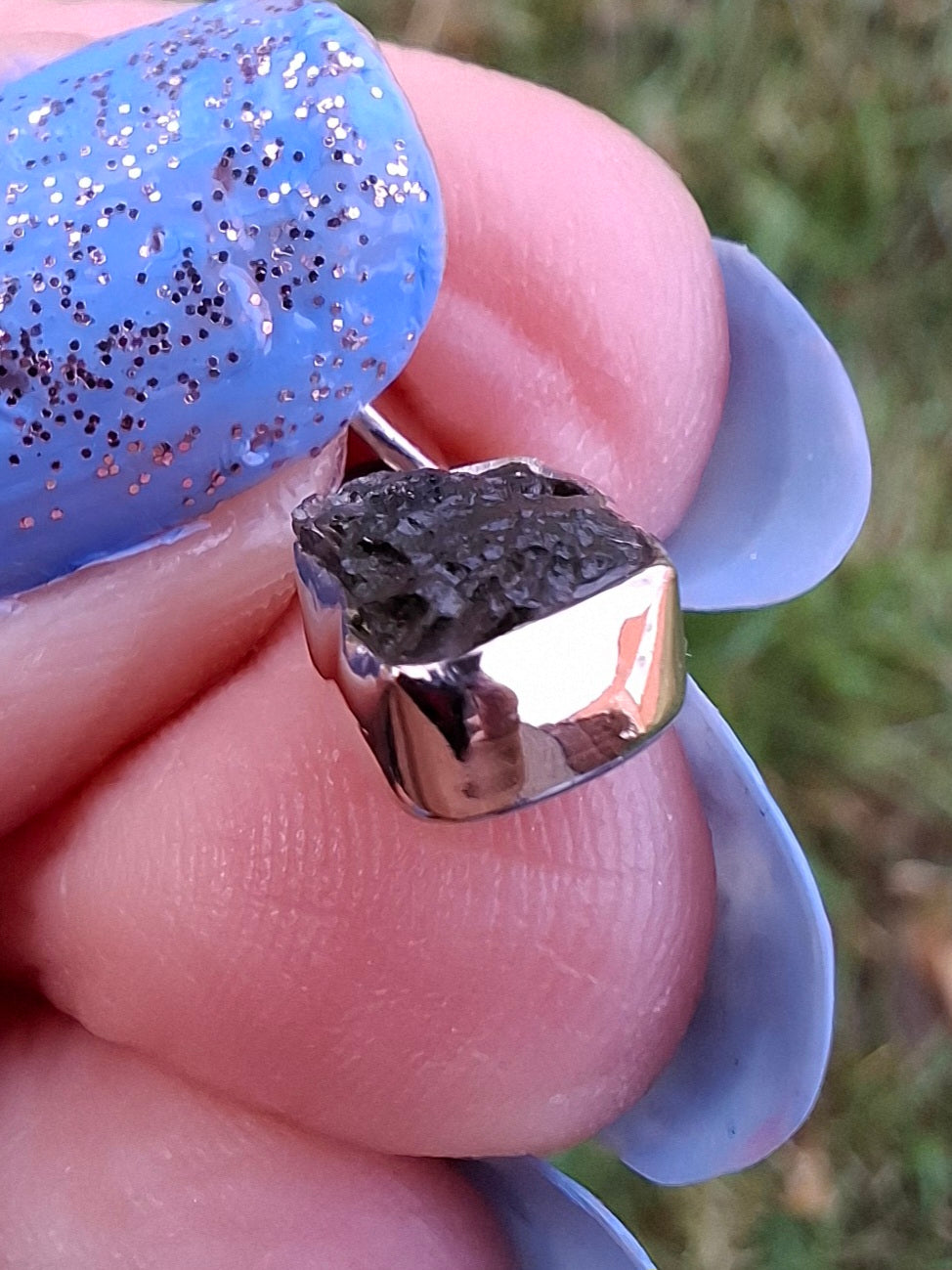 Moldavite Pendant, 925 Silver, Tektite (Ref: P61)