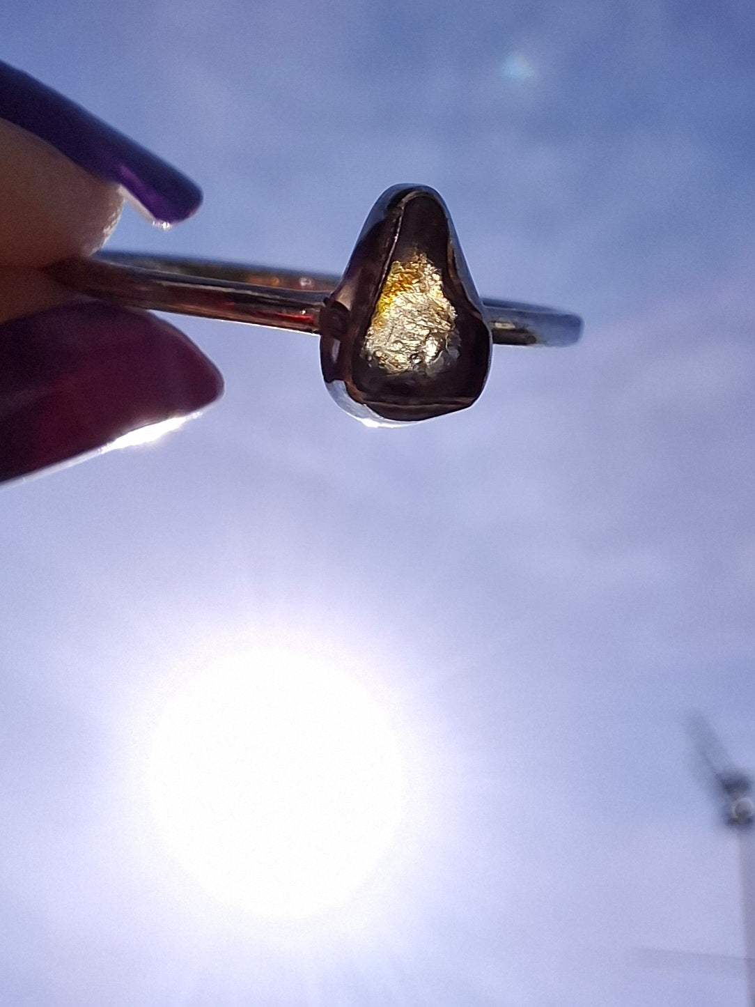 Moldavite Ring, size Q, 925 Silver, Tektite (Ref: R46)