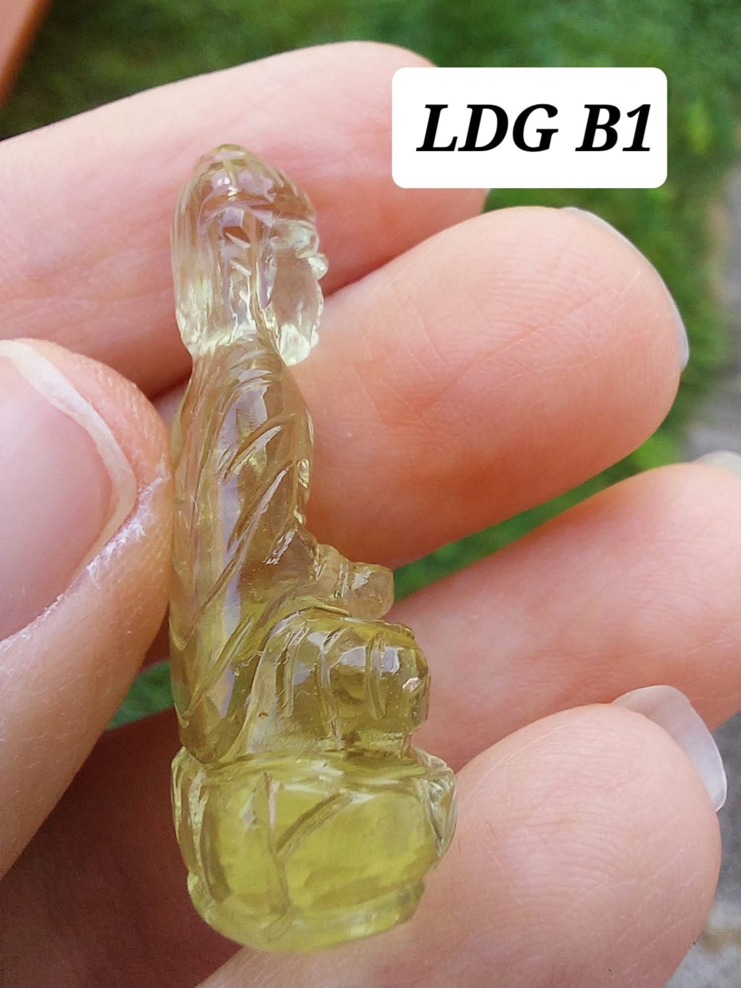 Libyan Desert Glass BUDDHA carving, 7.26g, Tektite (Ref: LDG B1)