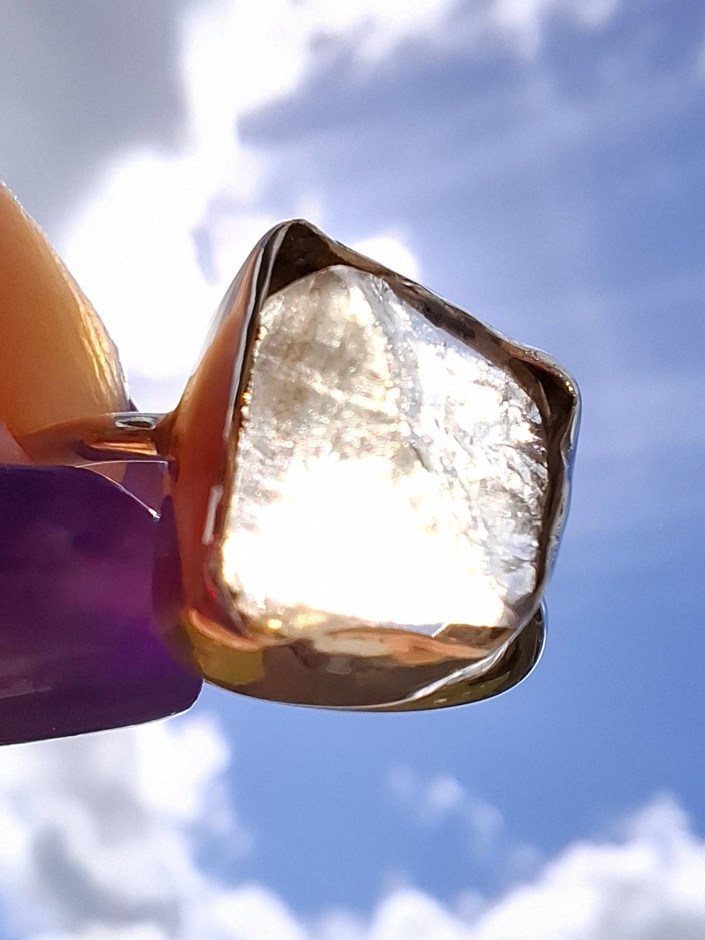 Libyan Desert Glass Ring, size small L, 925 Silver, Tektite (Ref: LR14)