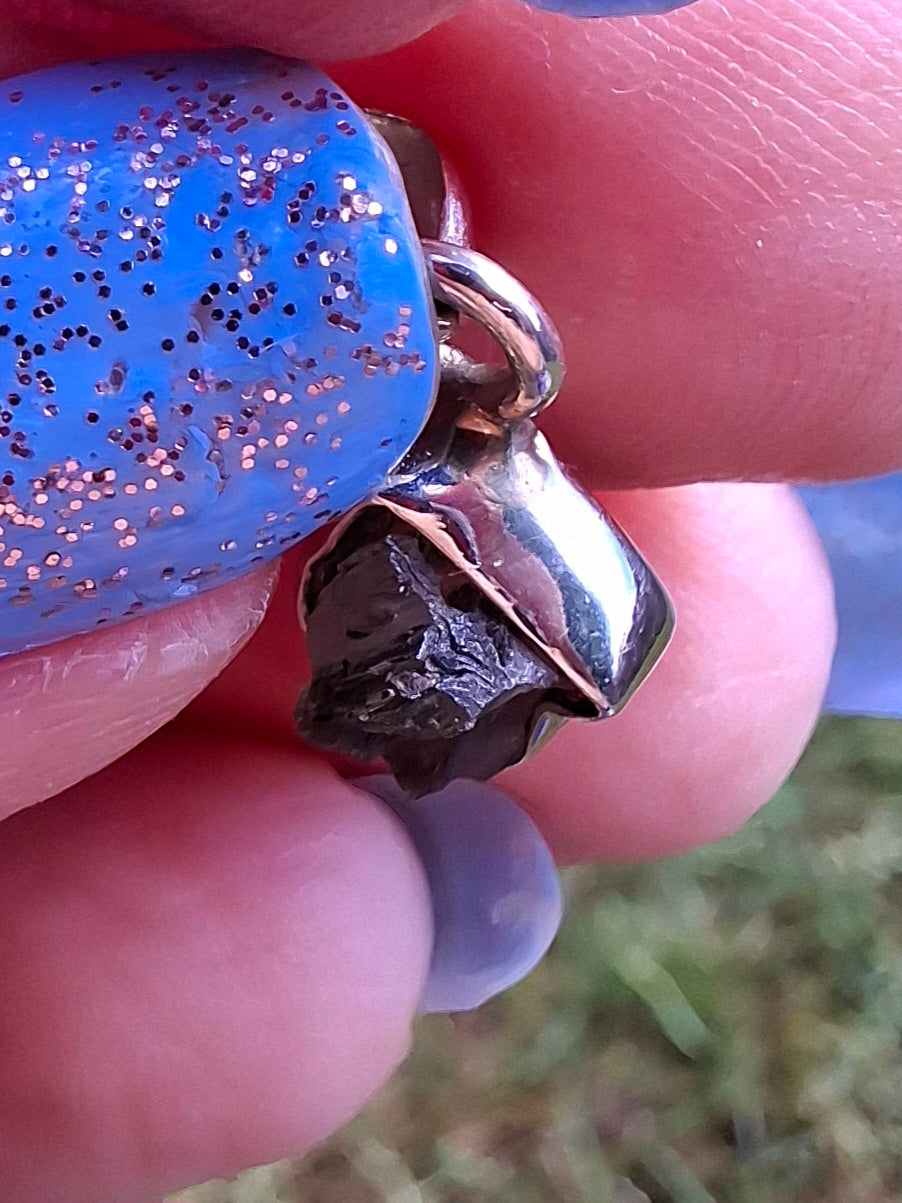 Moldavite Pendant, 925 Silver, Tektite (Ref: P92)