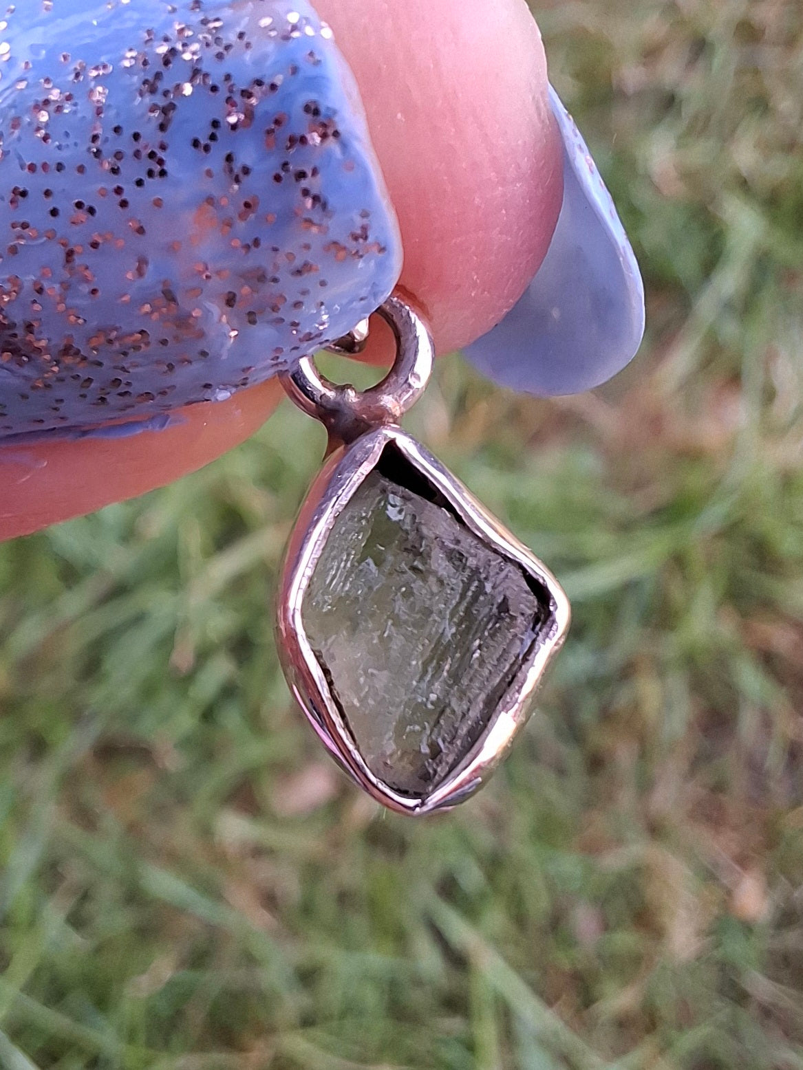 Moldavite Pendant, 925 Silver, Tektite (Ref: P52)