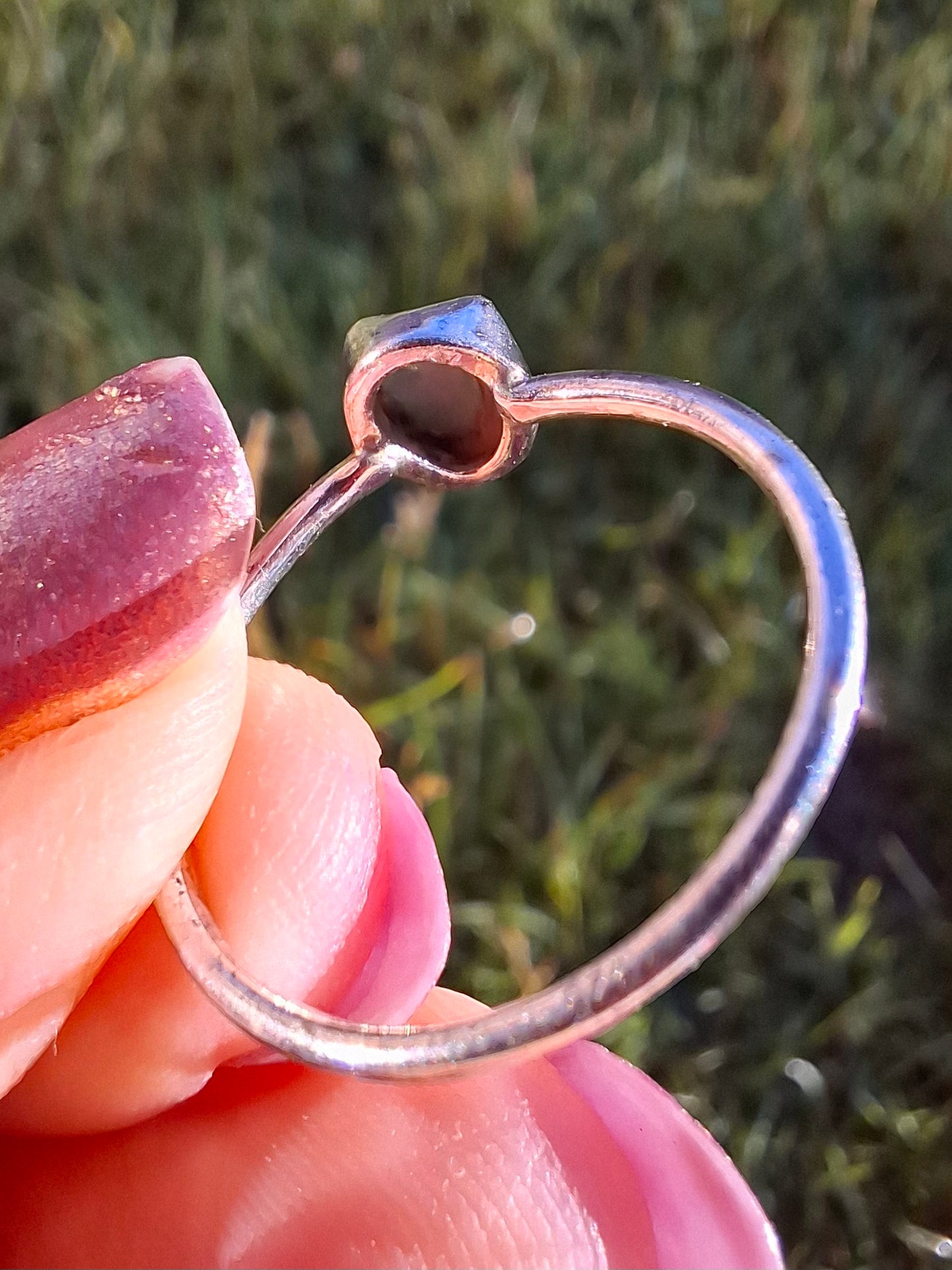 Moldavite Ring, size small Q, 925 Silver, Tektite (Ref: R44)