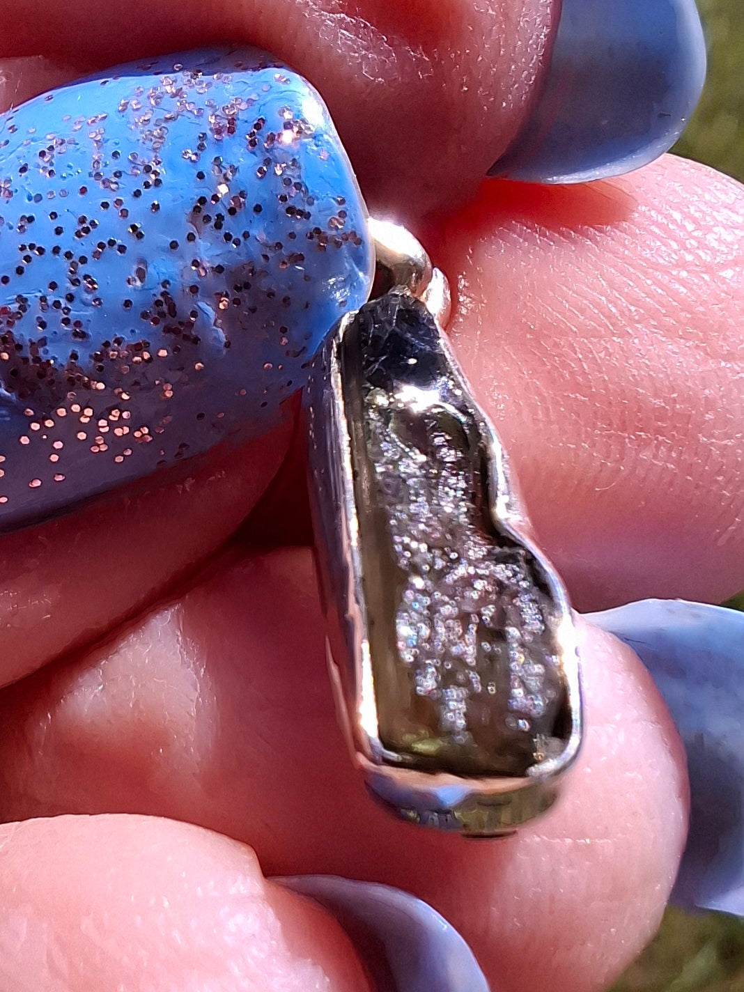Moldavite Pendant, 925 Silver, Tektite (Ref: P77)