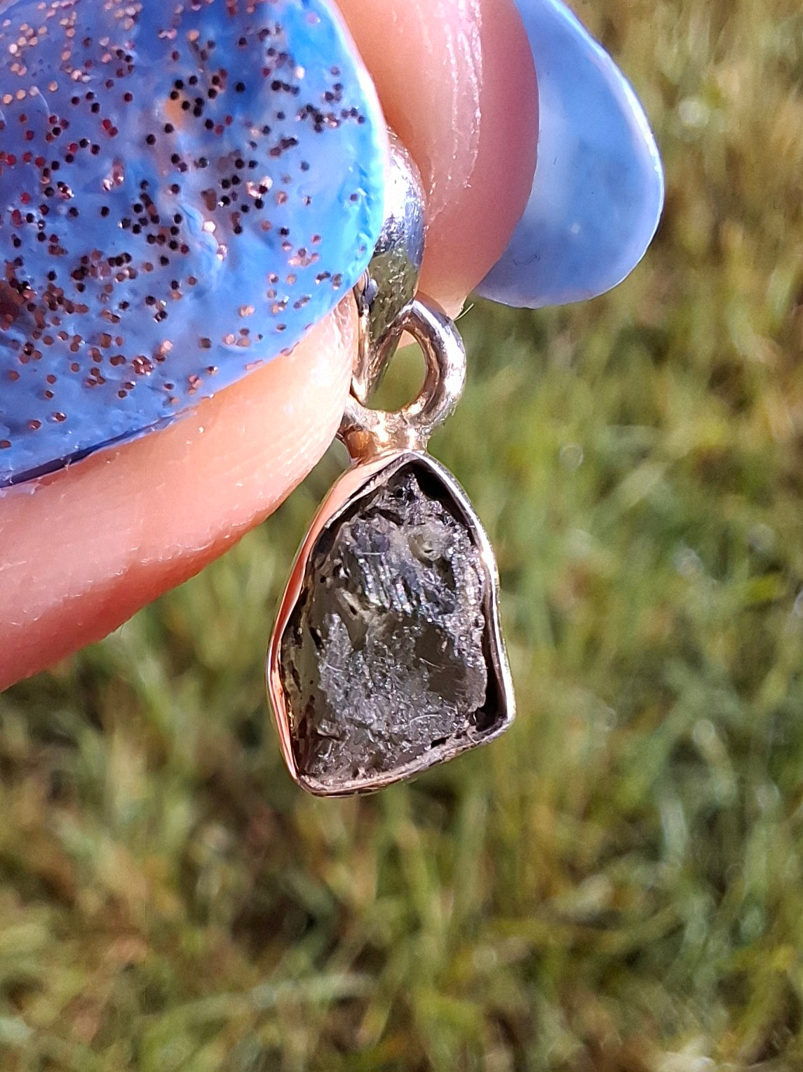 Moldavite Piece, 925 Silver, Tektite (Ref: P54)