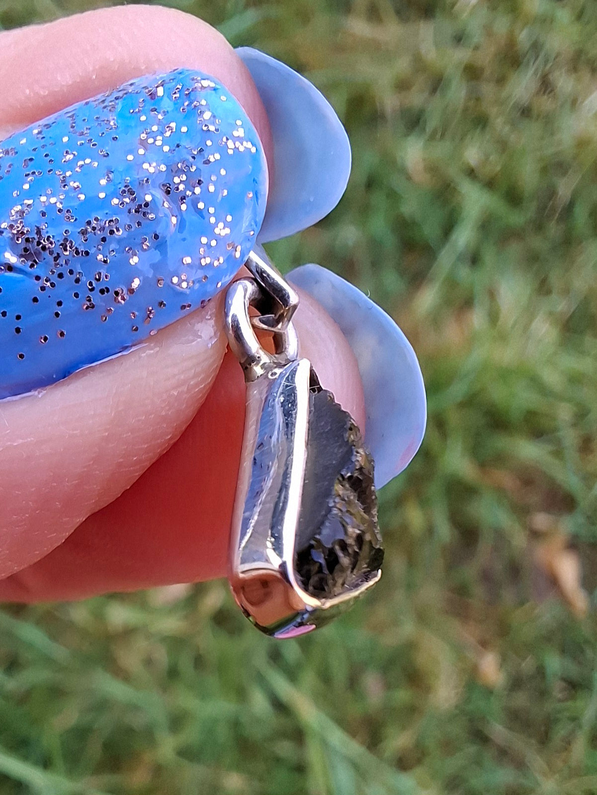 Moldavite Pendant, 925 Silver, Tektite (Ref: P33)