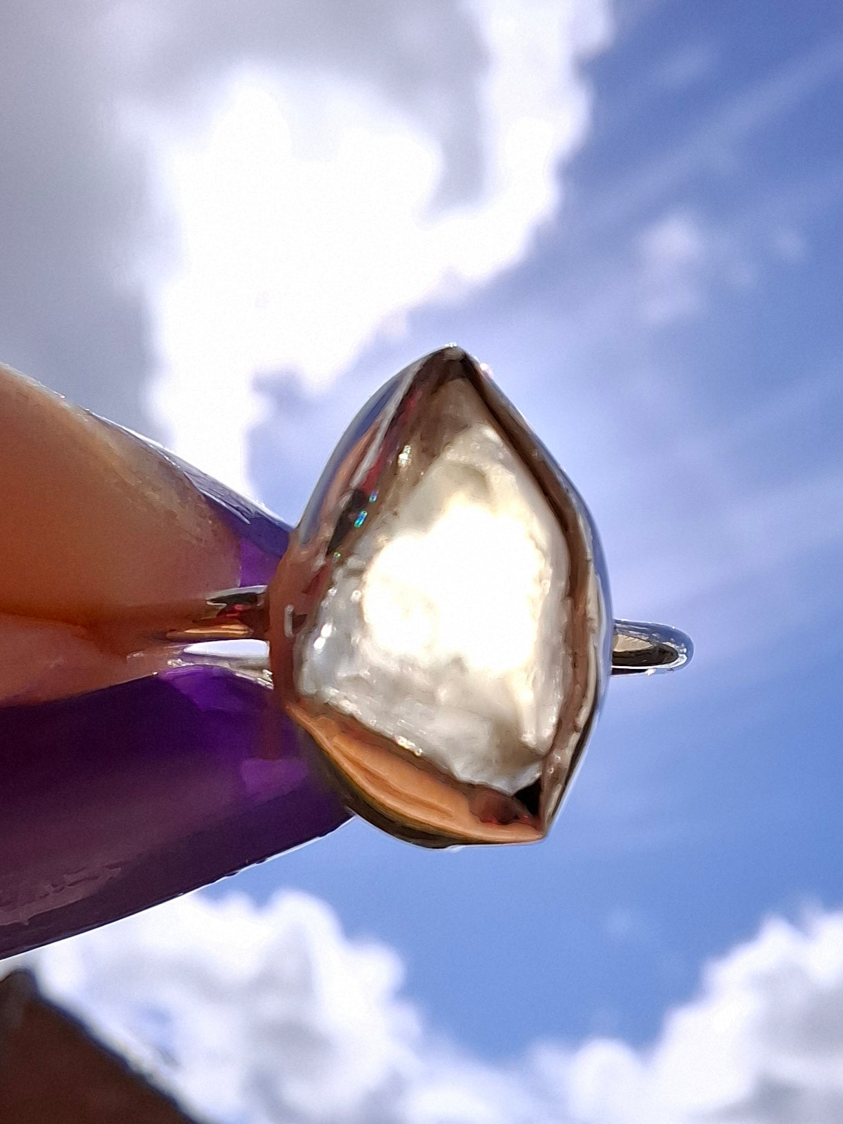 Libyan Desert Glass Ring, size large K/small L, 925 Silver, Tektite (Ref: LR17)