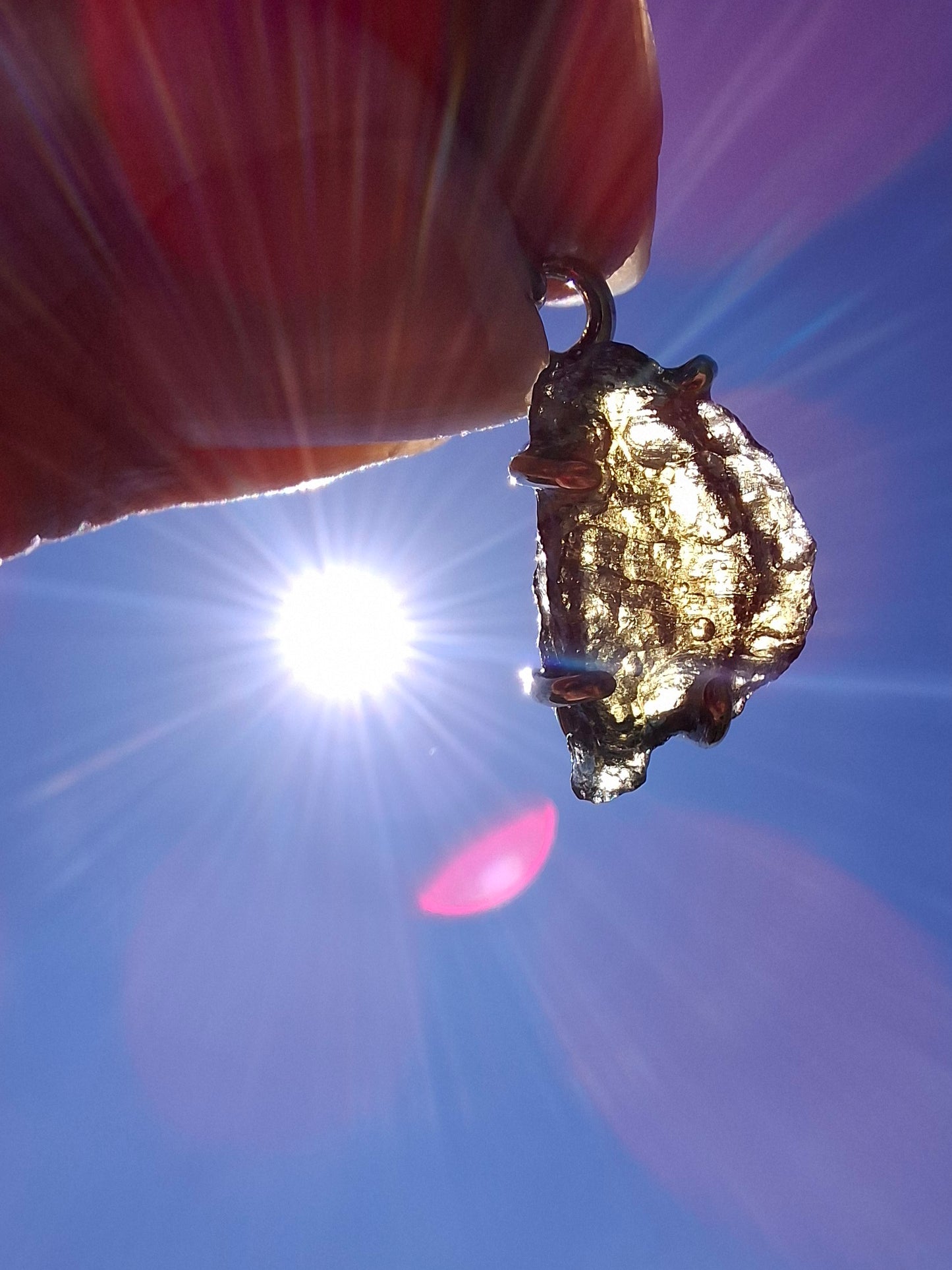 Moldavite Claw Pendant, 925 Silver, Tektite (Ref: P27)