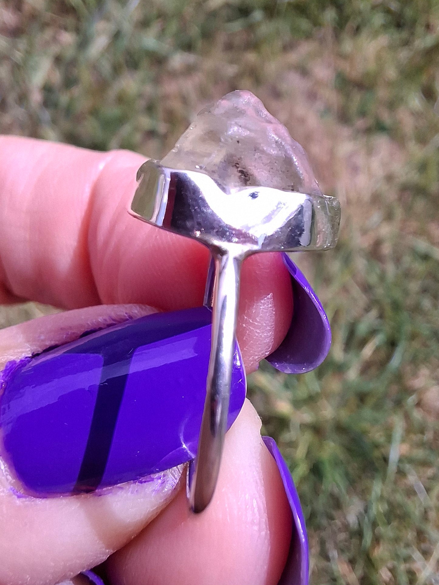 Libyan Desert Glass Ring, size large K, 925 Silver, Tektite (Ref: LR13)