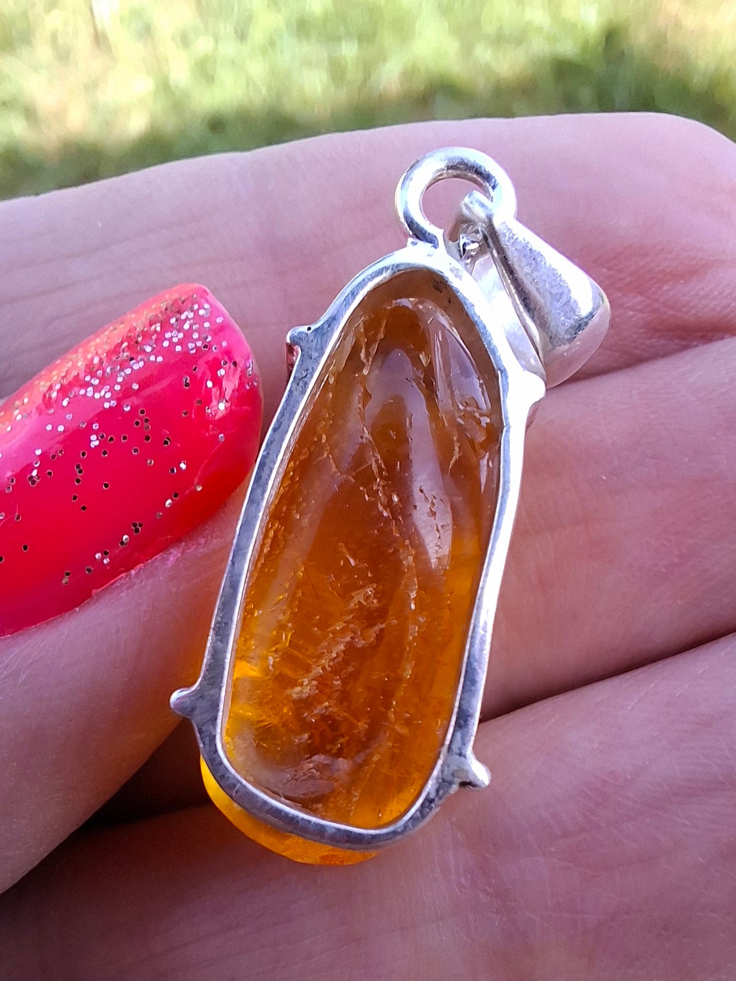Baltic Amber Pendant, 925 Silver, Fossil (Ref: AP13)