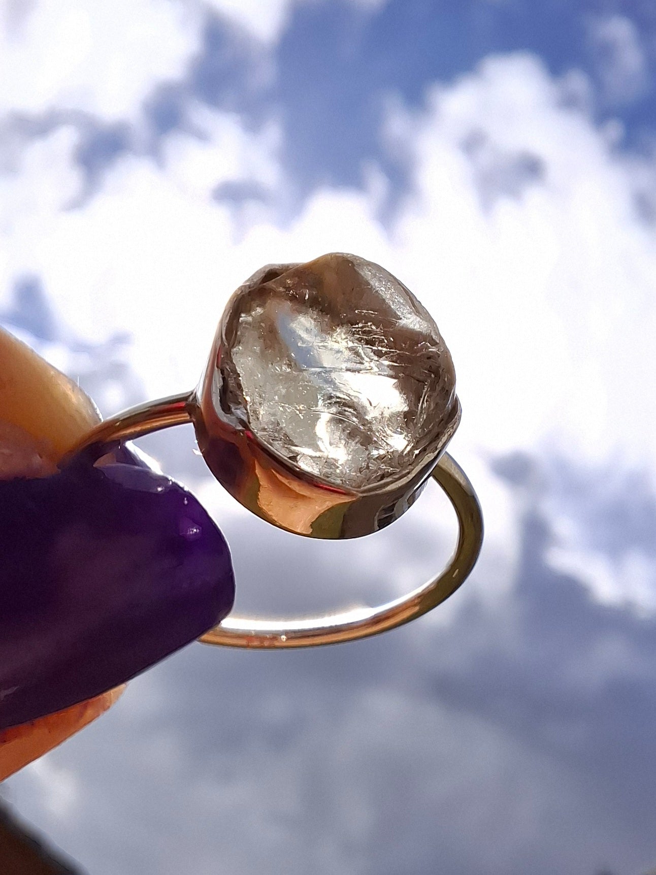 Libyan Desert Glass Ring, size large R/small S, 925 Silver, Tektite (Ref: LR42)