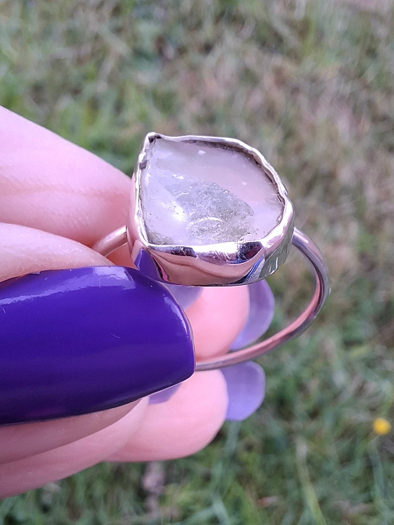Libyan Desert Glass Ring, size large U, 925 Silver, Tektite (Ref: LR53)