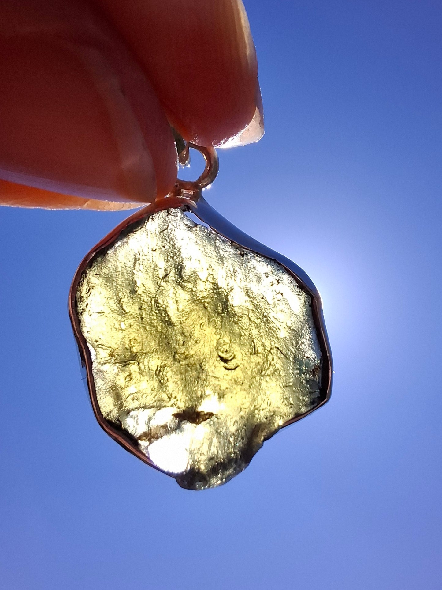 Moldavite Pendant, 925 Silver, Tektite (Ref: P436)