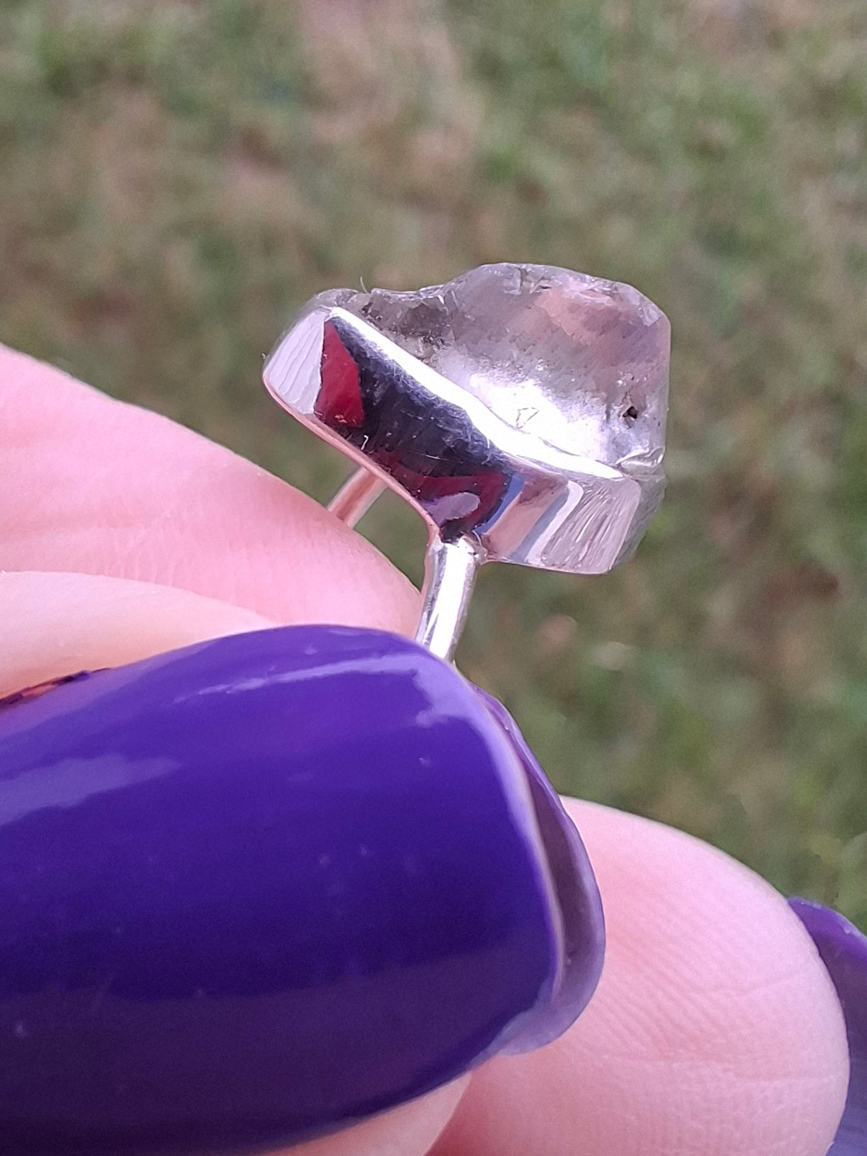 Libyan Desert Glass Ring, size small P, 925 Silver, Tektite (Ref: LR25)