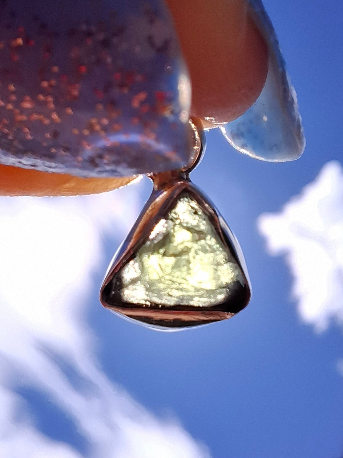 Moldavite Pendant, 925 Silver, Tektite (Ref: P83)