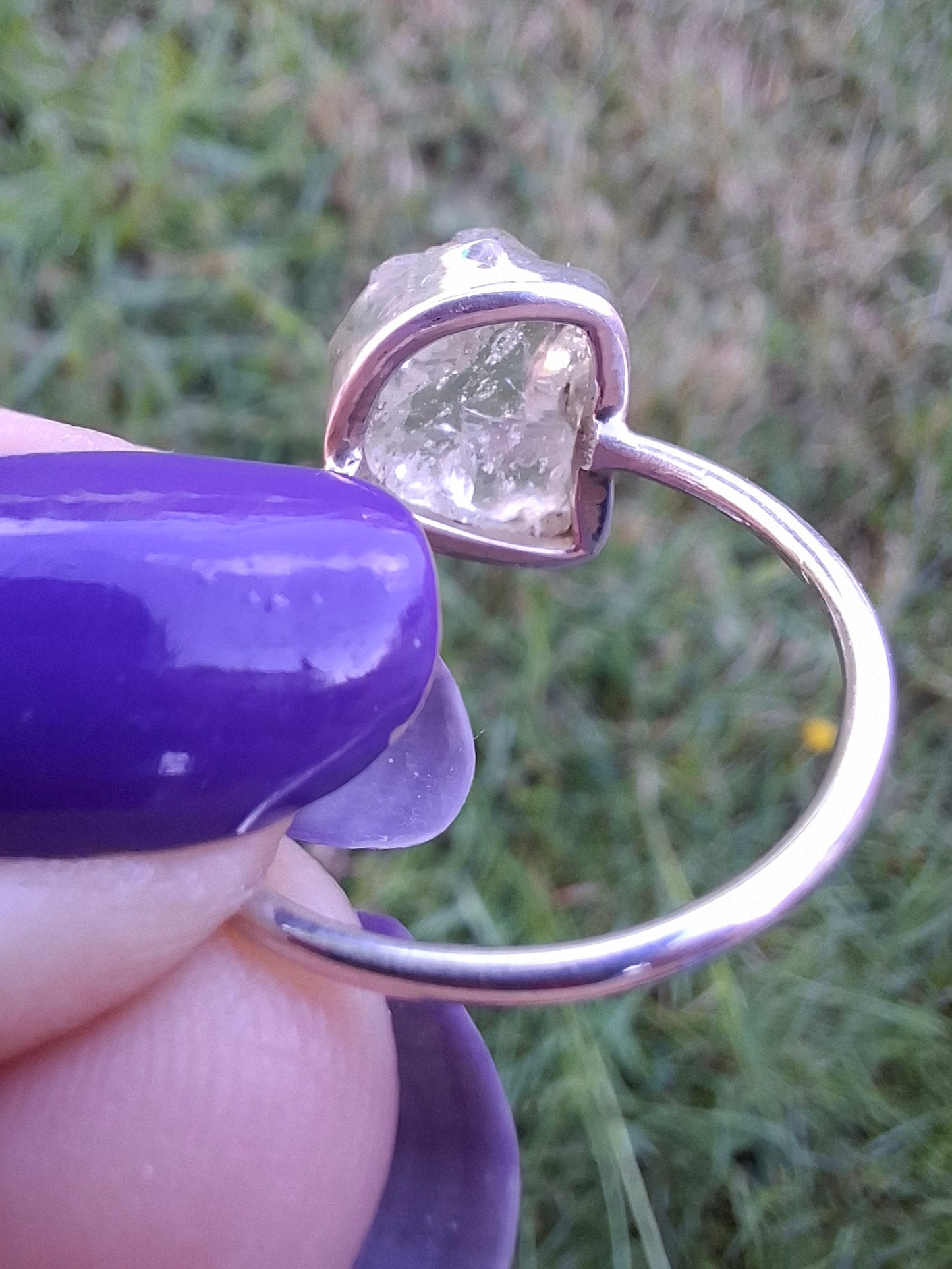 Libyan Desert Glass Ring, size large R/small S, 925 Silver, Tektite (Ref: LR43)