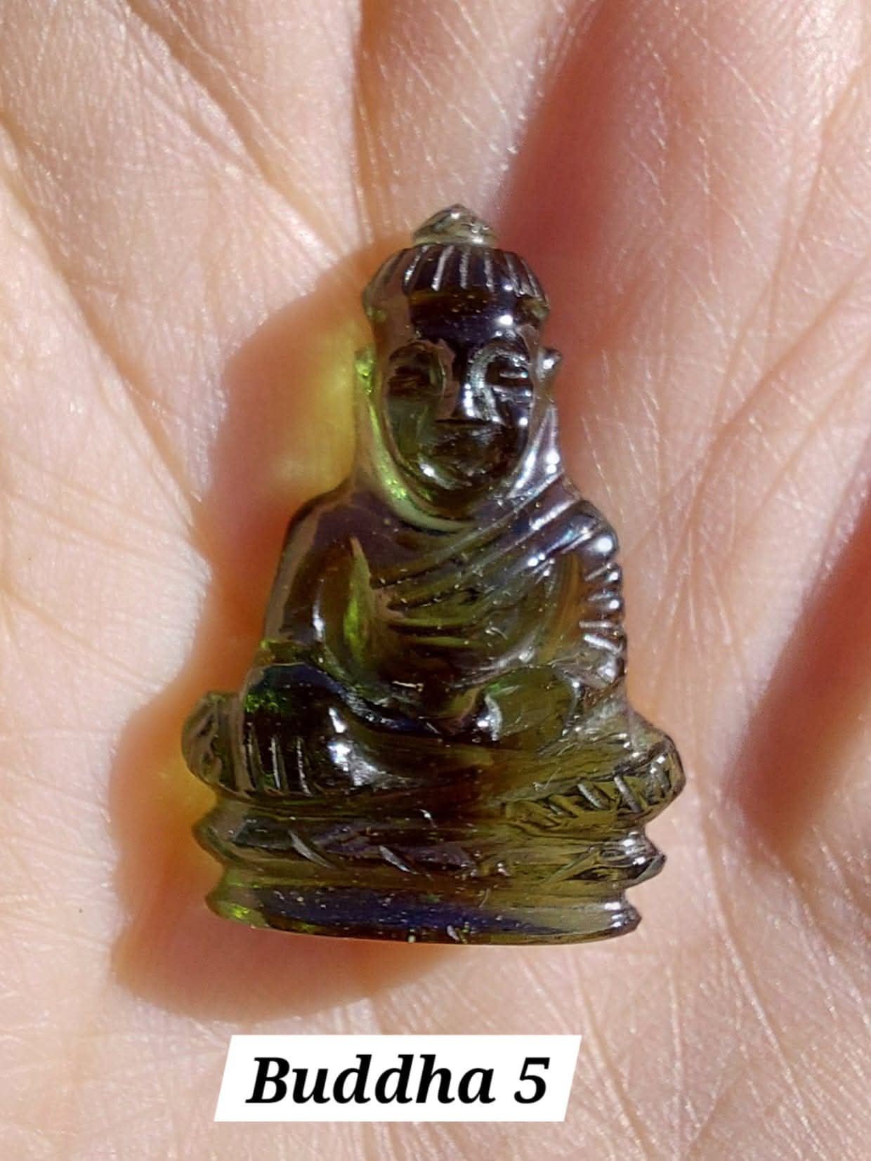 Moldavite BUDDHA Carving, 3.00g, Tektite (Ref: Buddha5)