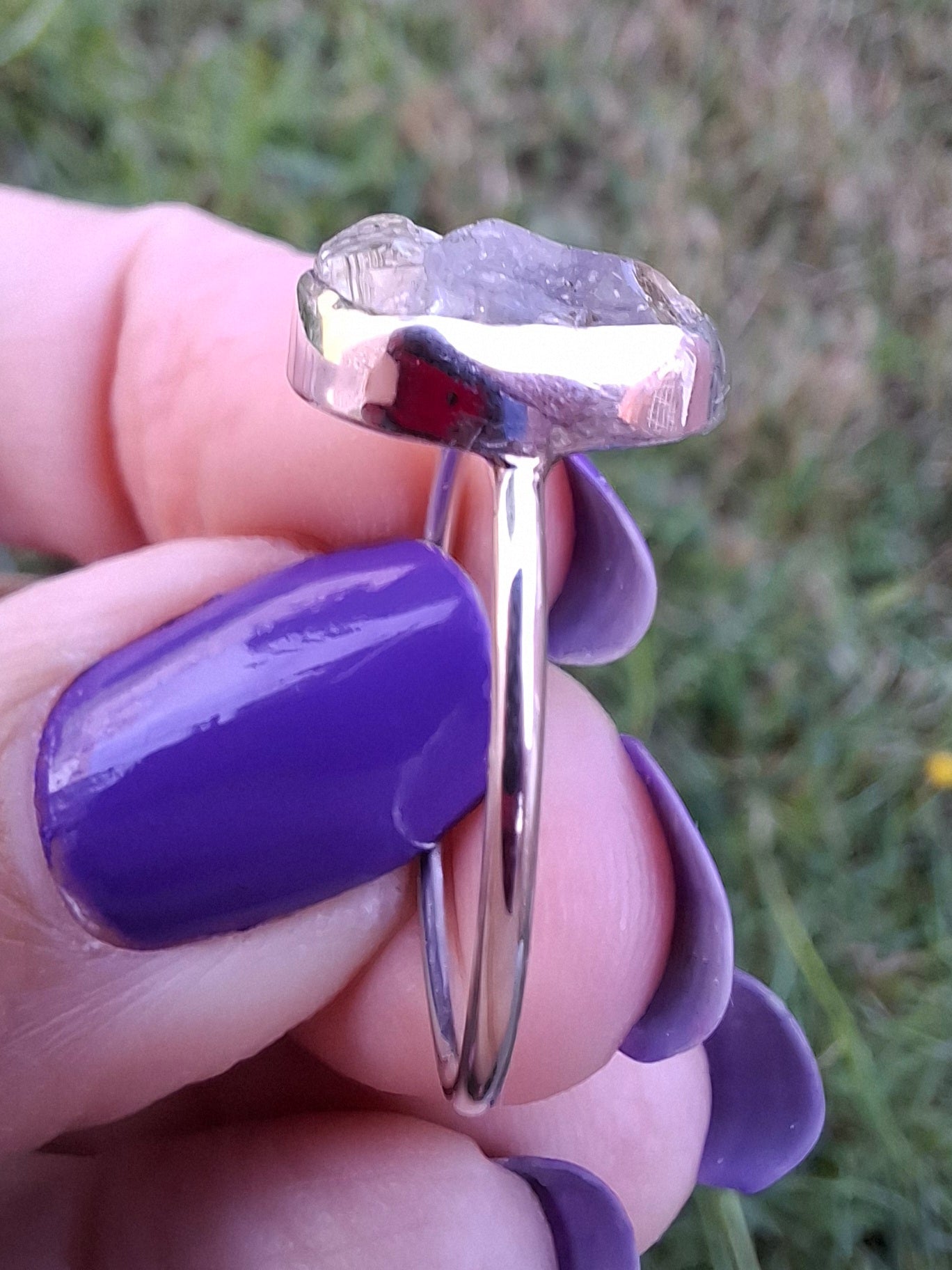 Libyan Desert Glass Ring, size large T, 925 Silver, Tektite (Ref: LR50)