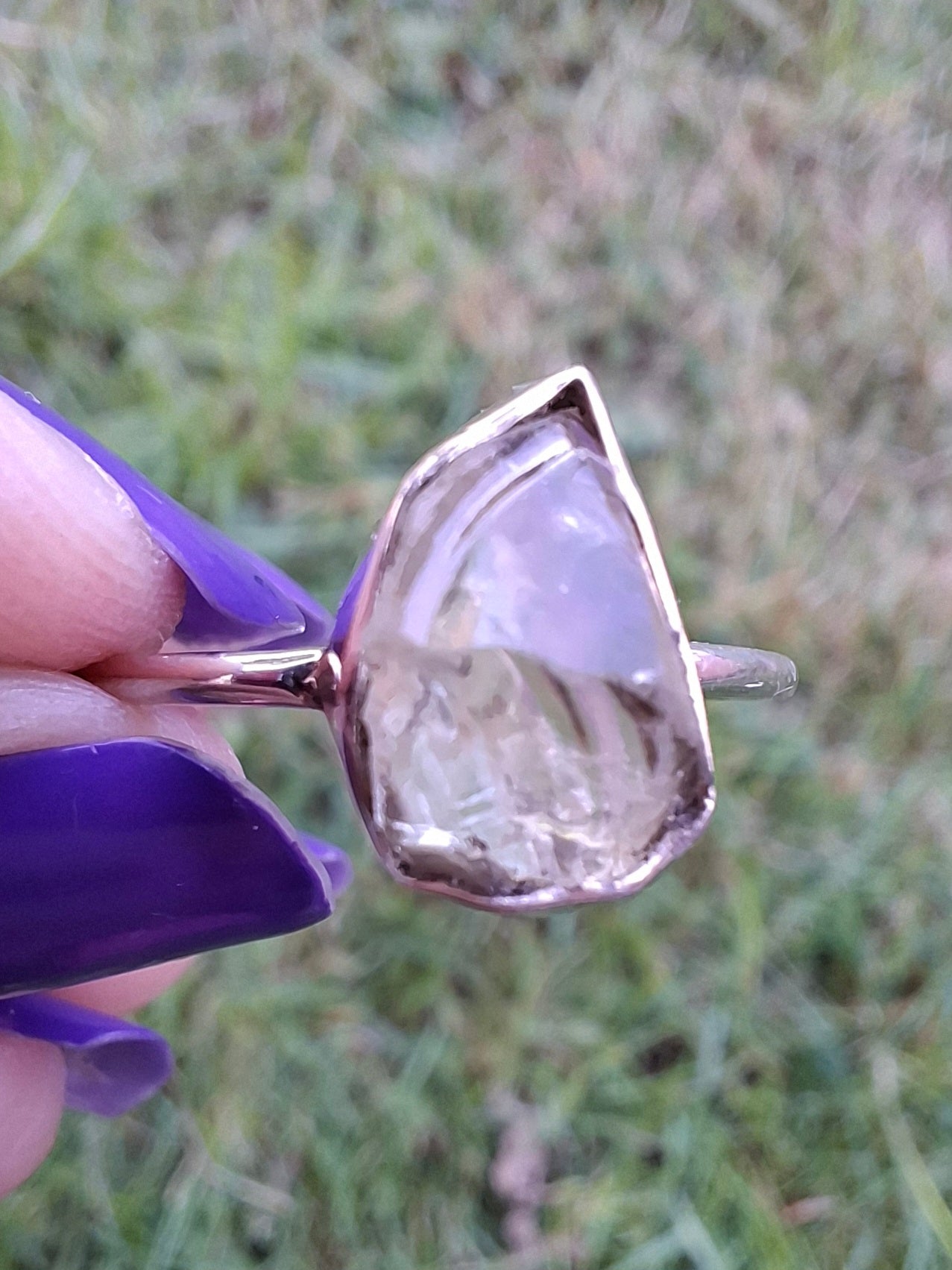 Libyan Desert Glass Ring, size large T, 925 Silver, Tektite (Ref: LR48)
