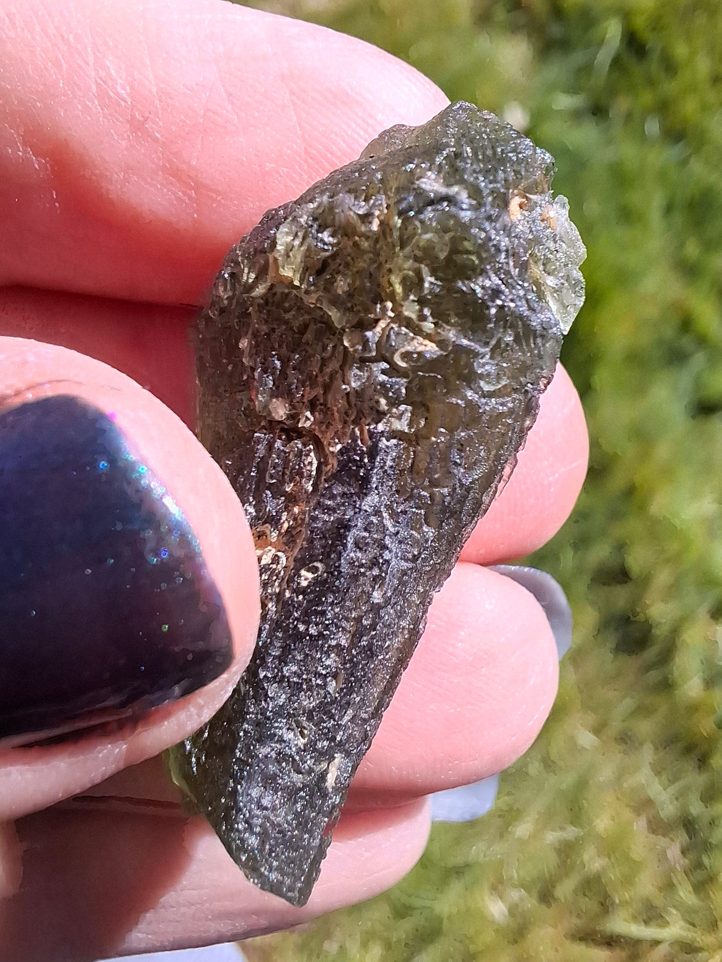 Moldavite Piece, NESMEN, 8.04g, Tektite (Ref: 1377)