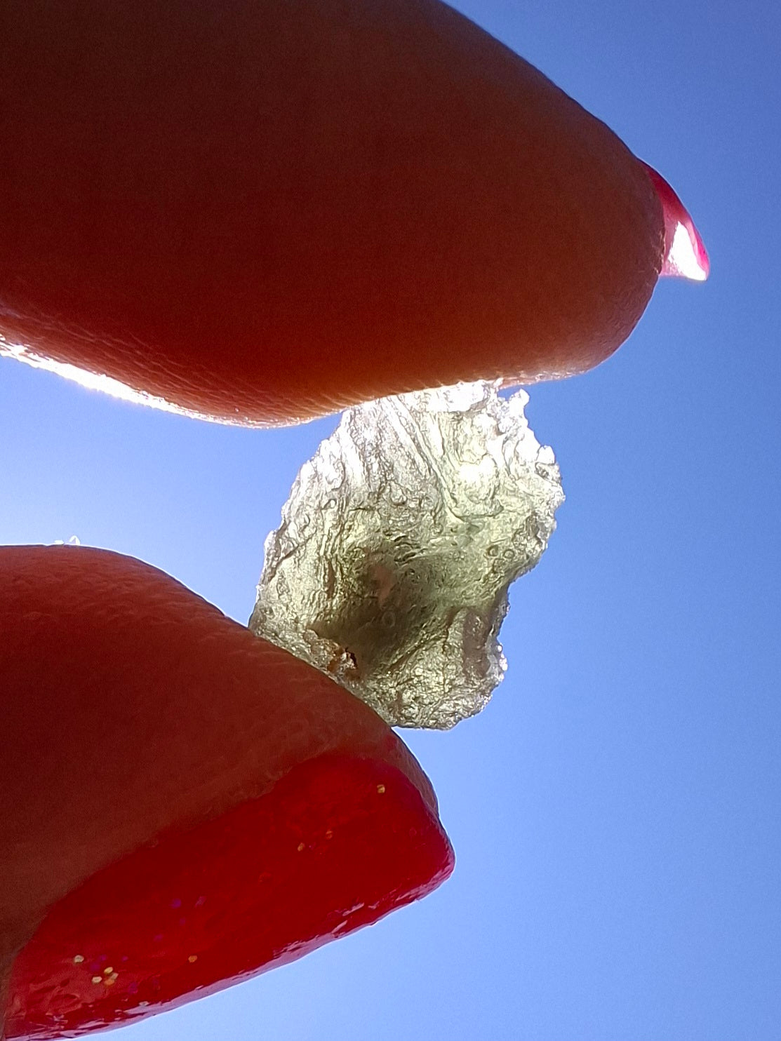 Moldavite Piece, SNOWFLAKE, FROSTED, BRUSNA, 0.50g, Tektite (Ref: 1498)