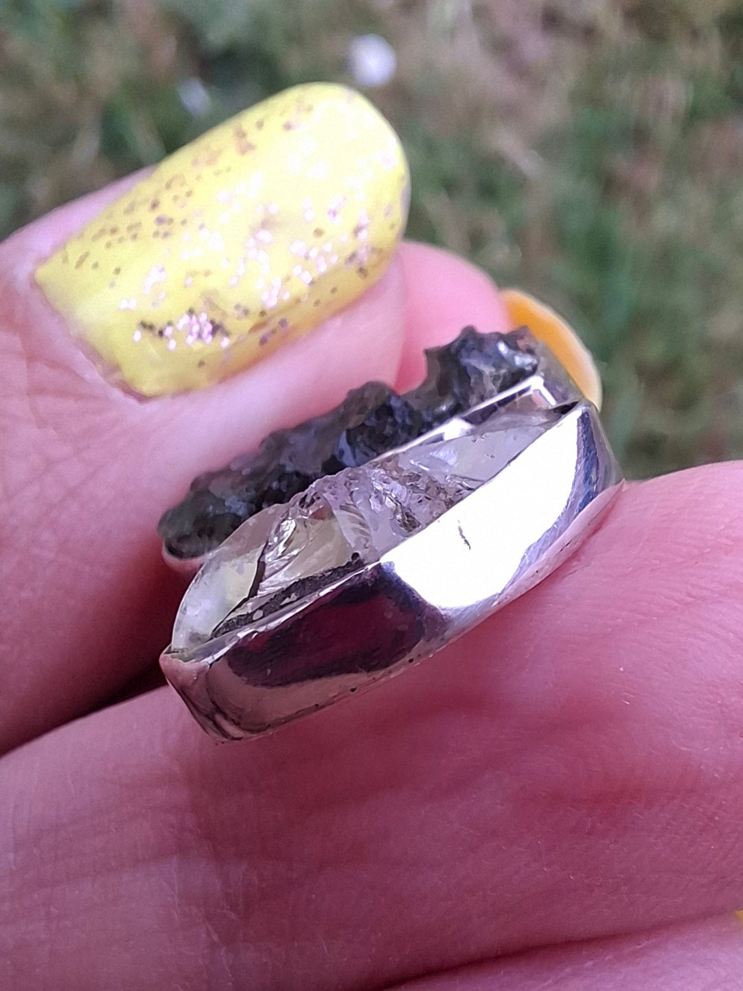 Moldavite & Libyan Desert Glass Pendant, 925 Silver, Tektite (Ref: MLP5)