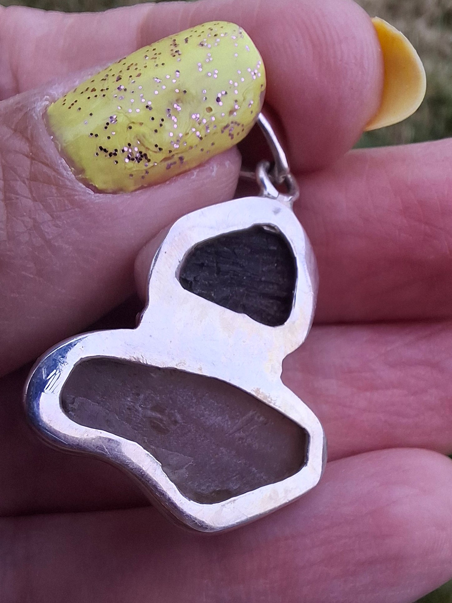 Moldavite & Libyan Desert Glass Pendant, 925 Silver, Tektite (Ref: MLP10)