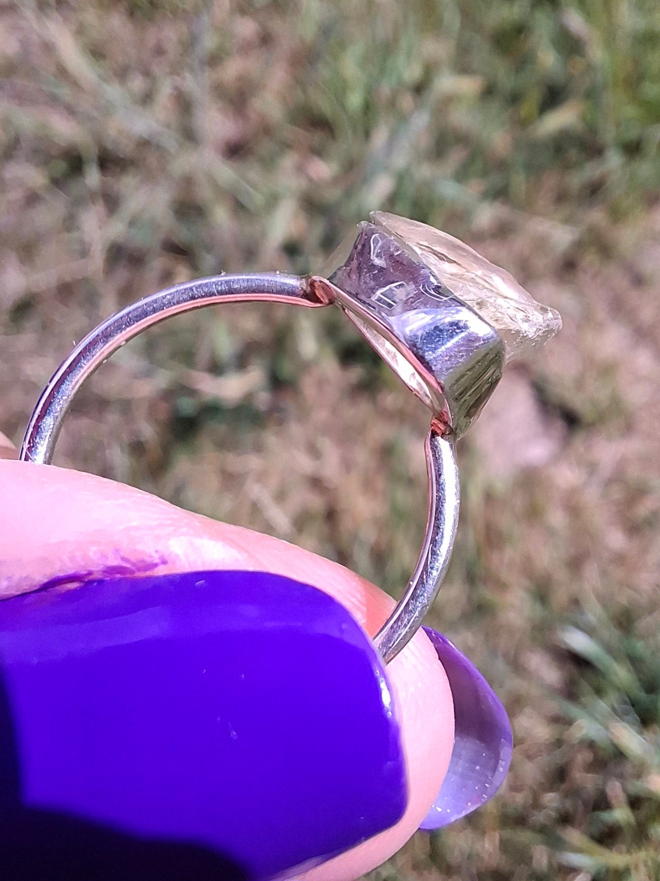 Libyan Desert Glass Ring, size small M, 925 Silver, Tektite (Ref: LR19)