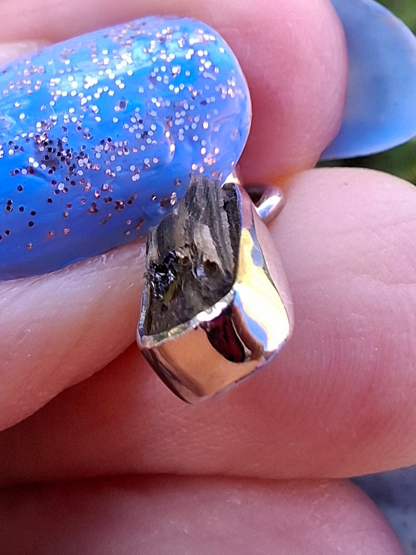 Moldavite Pendant, 925 Silver, Tektite (Ref: P91)