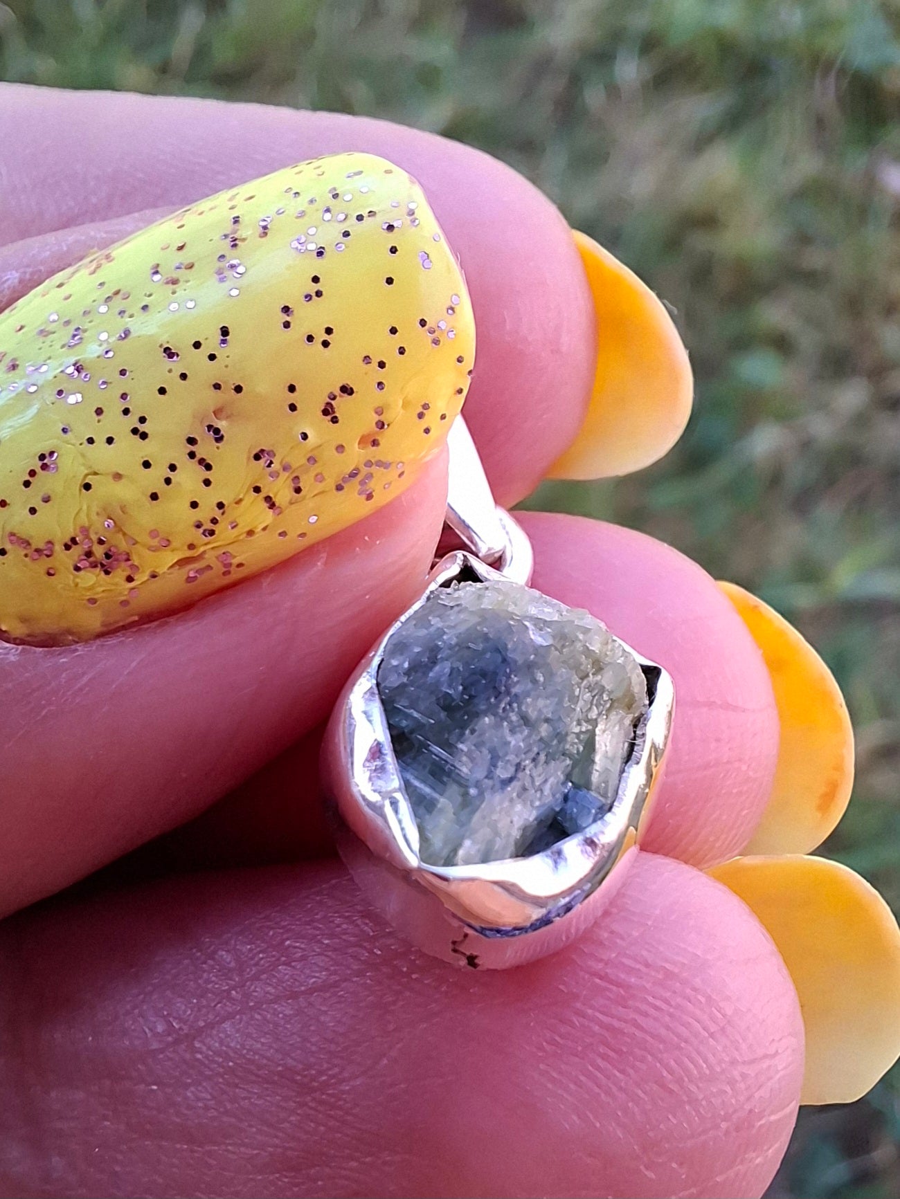 Green Tourmaline Pendant, 925 Silver, Crystal (Ref: GT1)