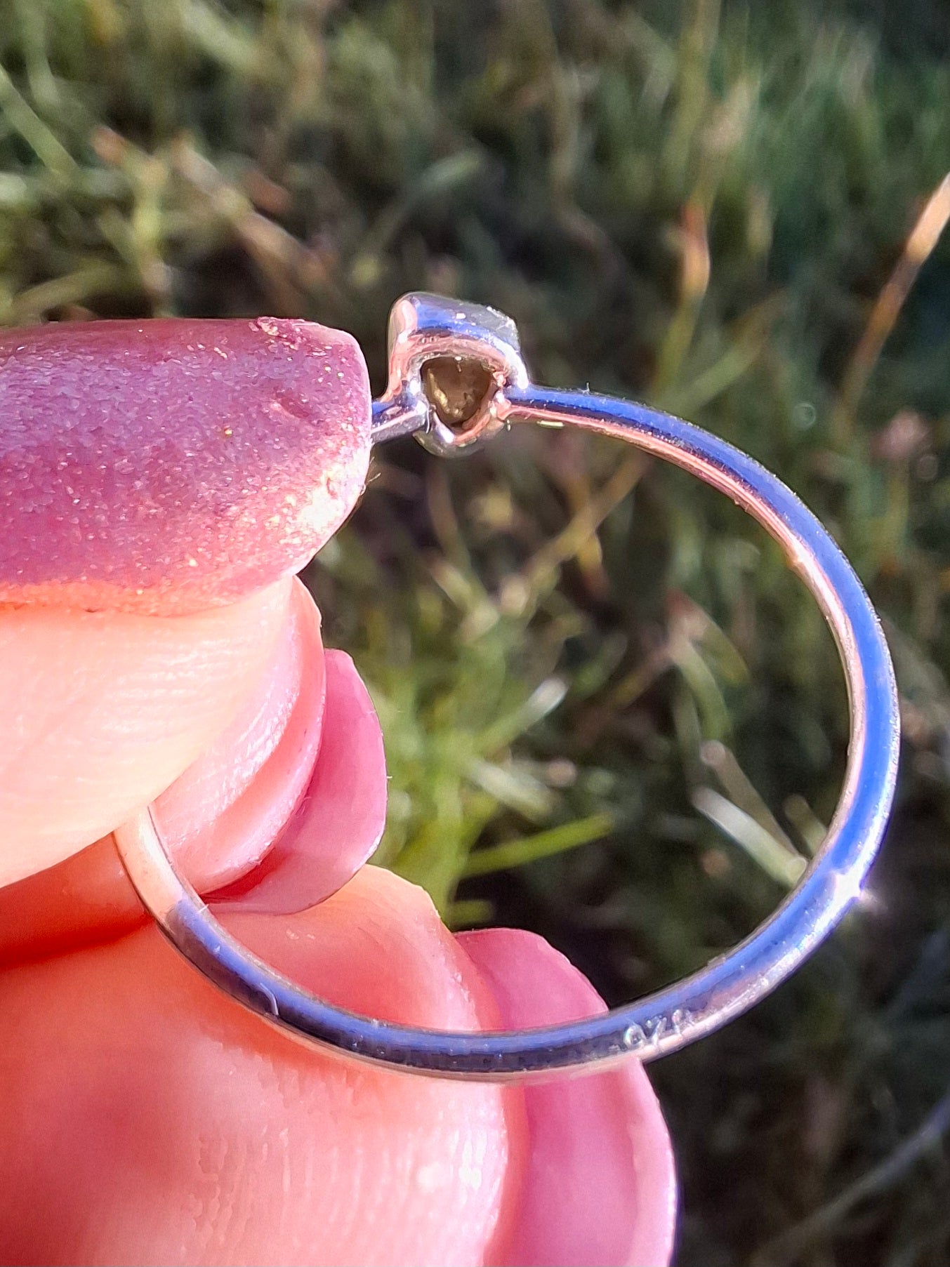 Moldavite Ring, size small T, 925 silver, Tektite (Ref: 56)