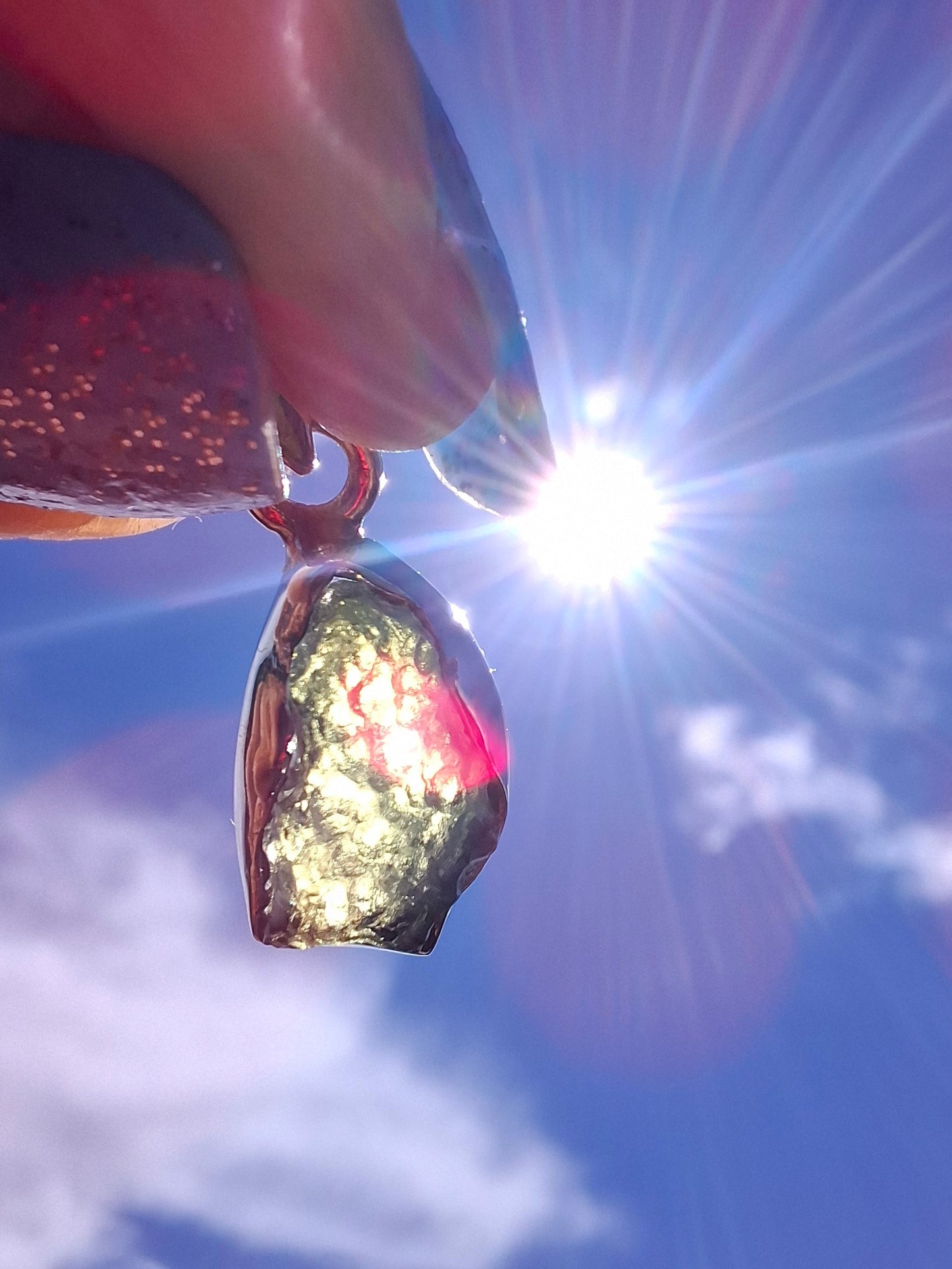 Moldavite Pendant, 925 Silver, Tektite (Ref: P71)