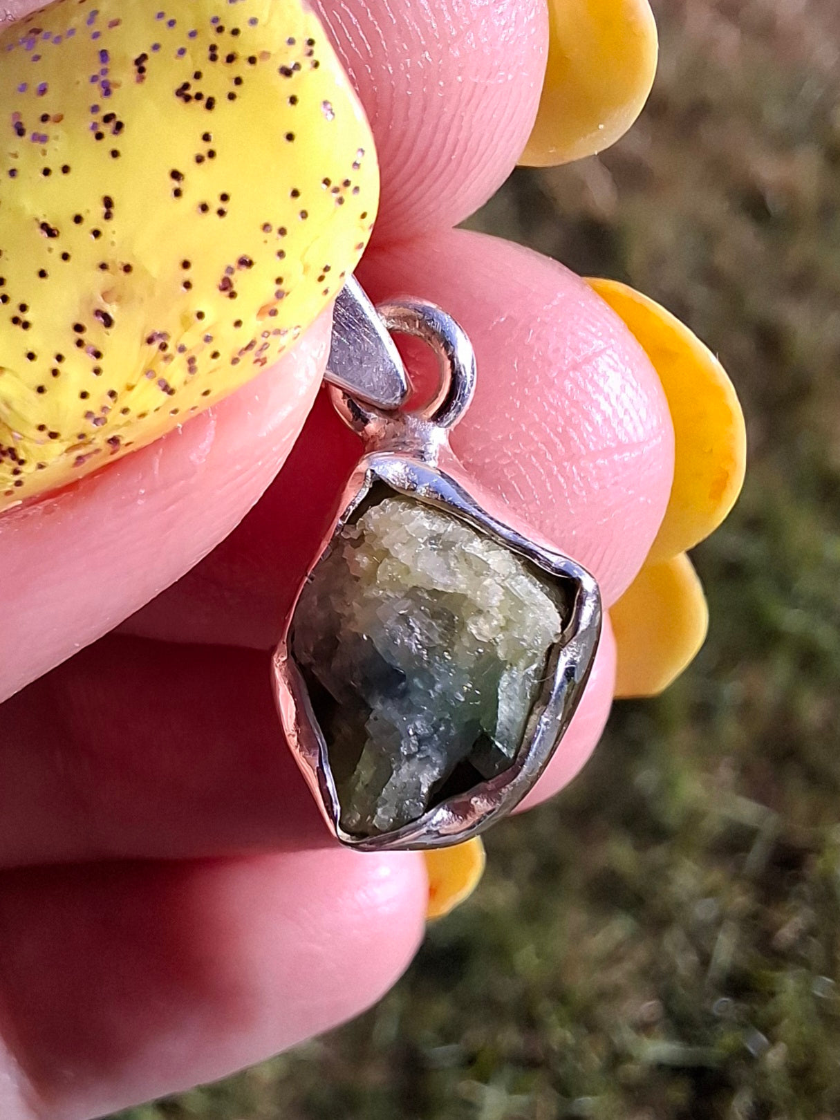 Green Tourmaline Pendant, 925 Silver, Crystal (Ref: GT1)