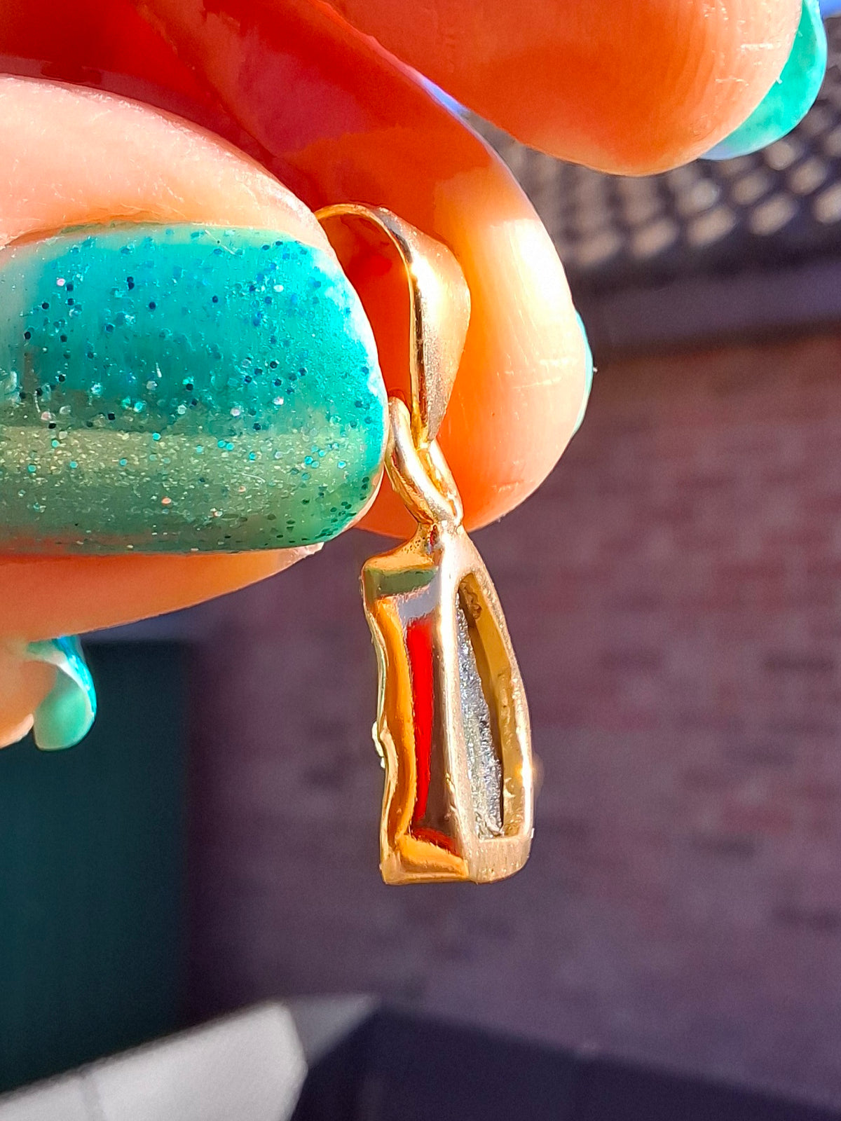 Moldavite Pendant, 14K GOLD Plated, Tektite (Ref: P448)