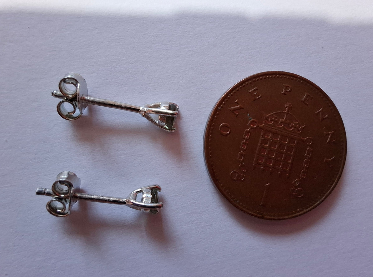 Moldavite (Faceted) 3mm STUD Earrings, 925 Silver (Ref: Pair 58)