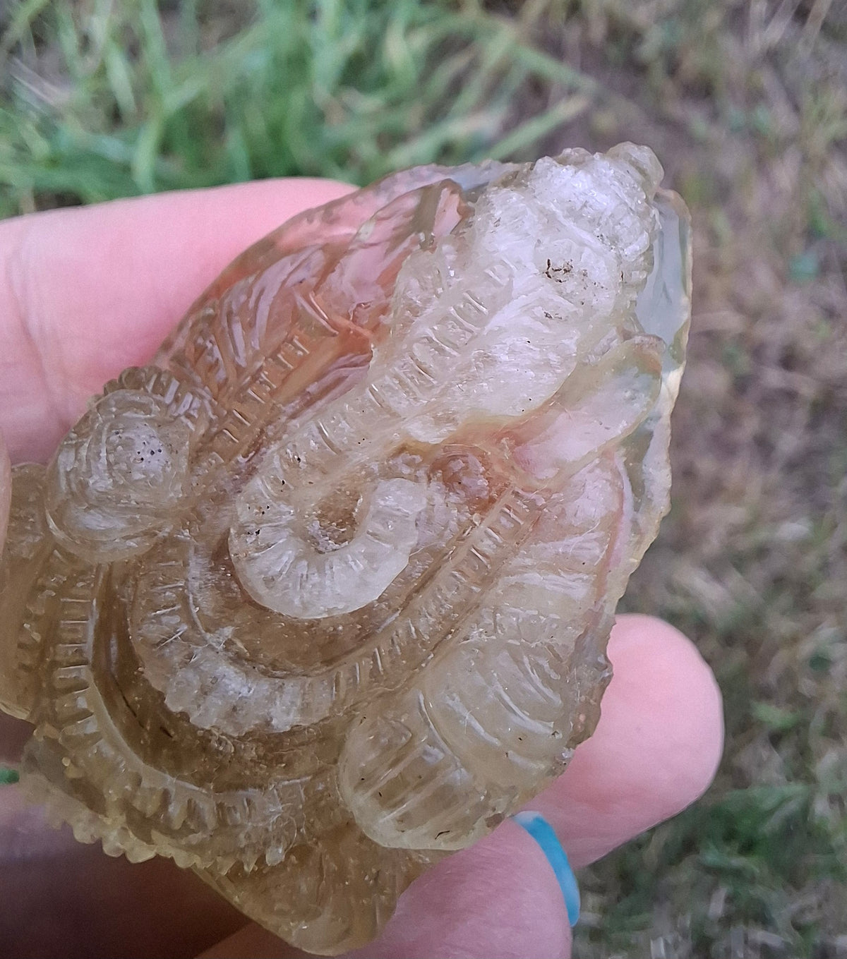 Libyan Desert Glass carving, GANESHA, 26.47g, Tektite (Ref: Ganesha1)