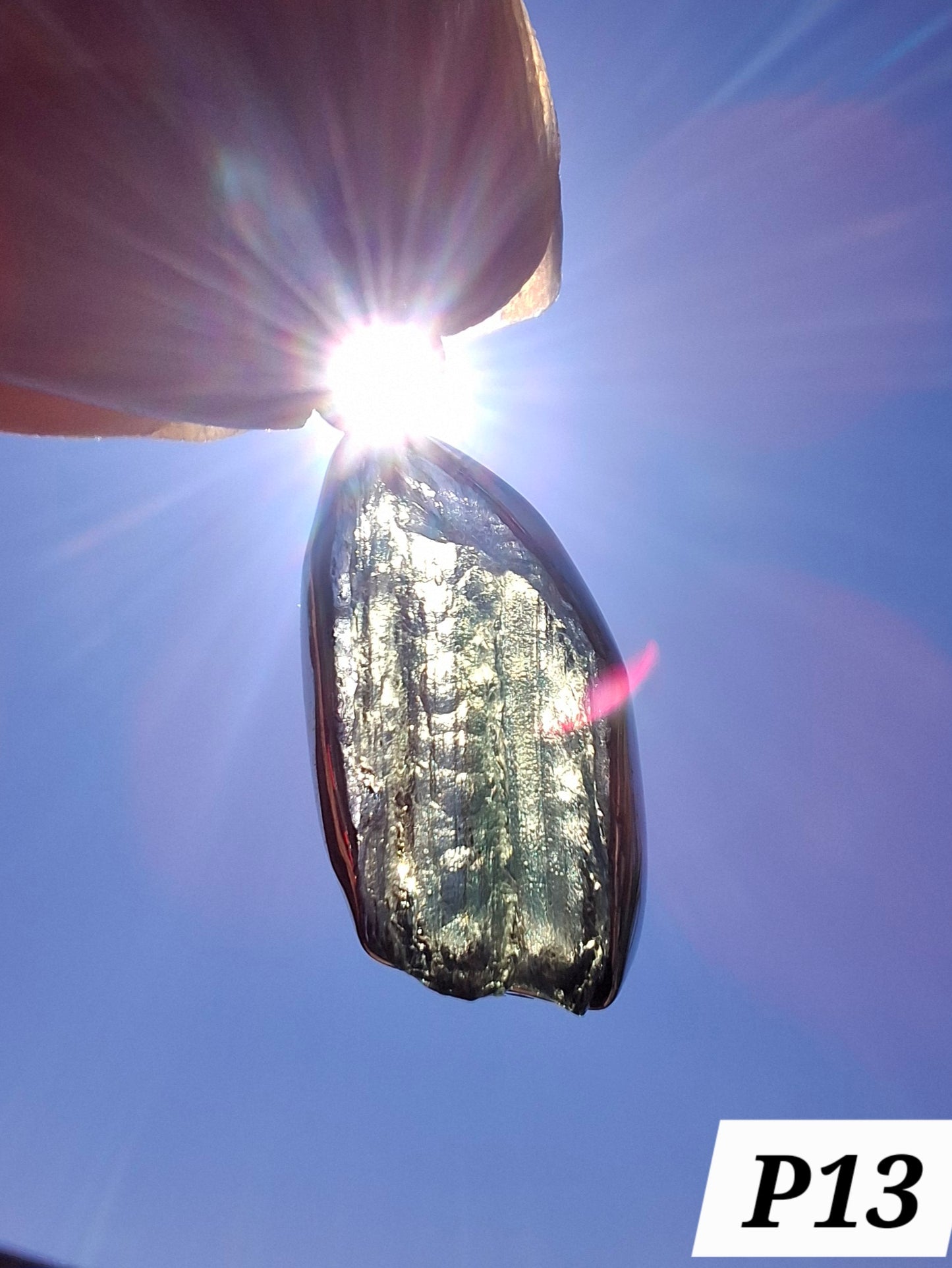 Moldavite Pendant, 925 Silver, Tektite (Ref: P13)